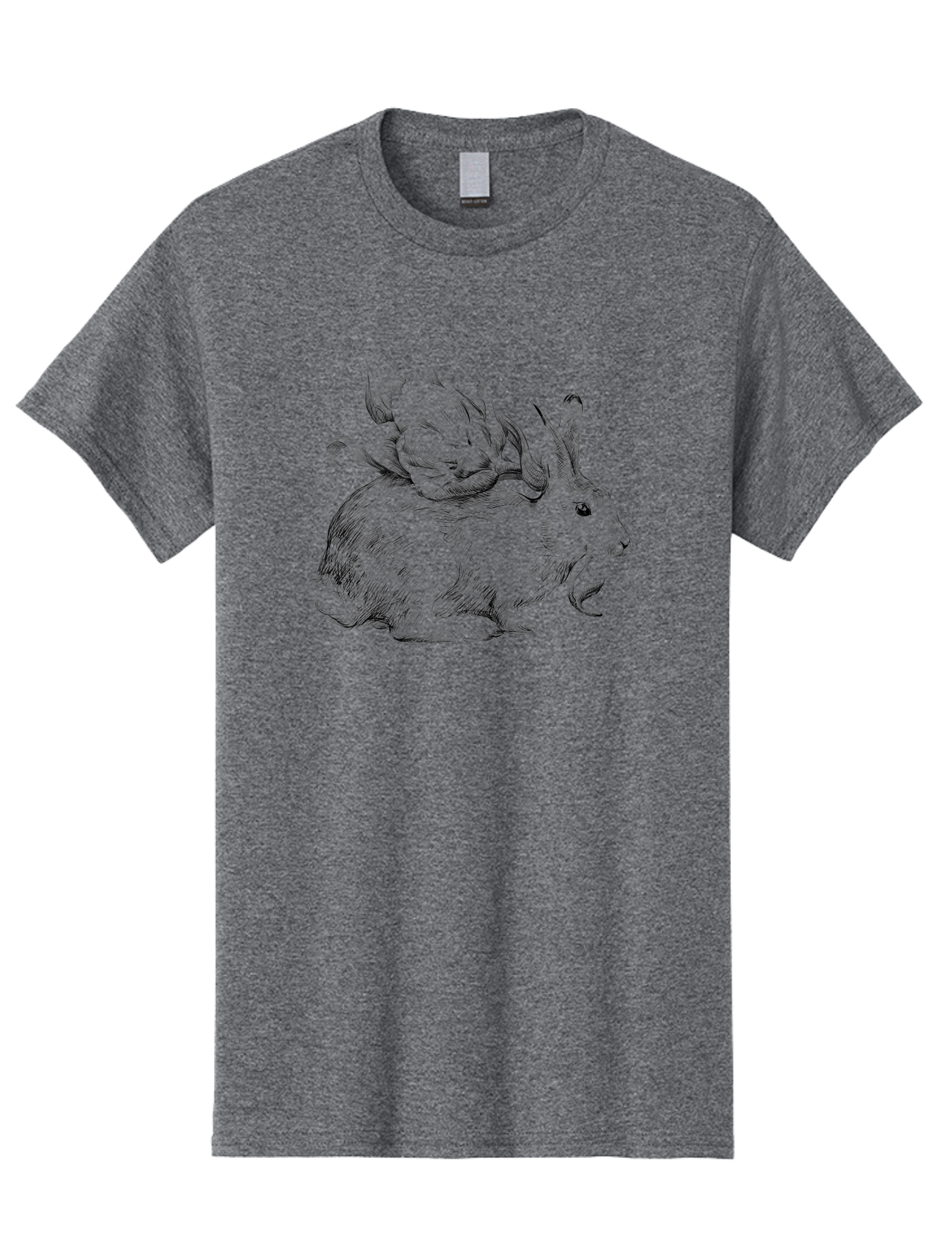 Rabbit-With-Flowers-1 Men'S Graphic Tee, 100% Cotton, Comfortable Casual Summer Wear, Machine Washable, Rabbit With Tulip On Its Back, Floral Design, Intricate Details, Whimsical Illustration, Fantasy Art, Spring Theme, Cute Rabbit, Aac269 9