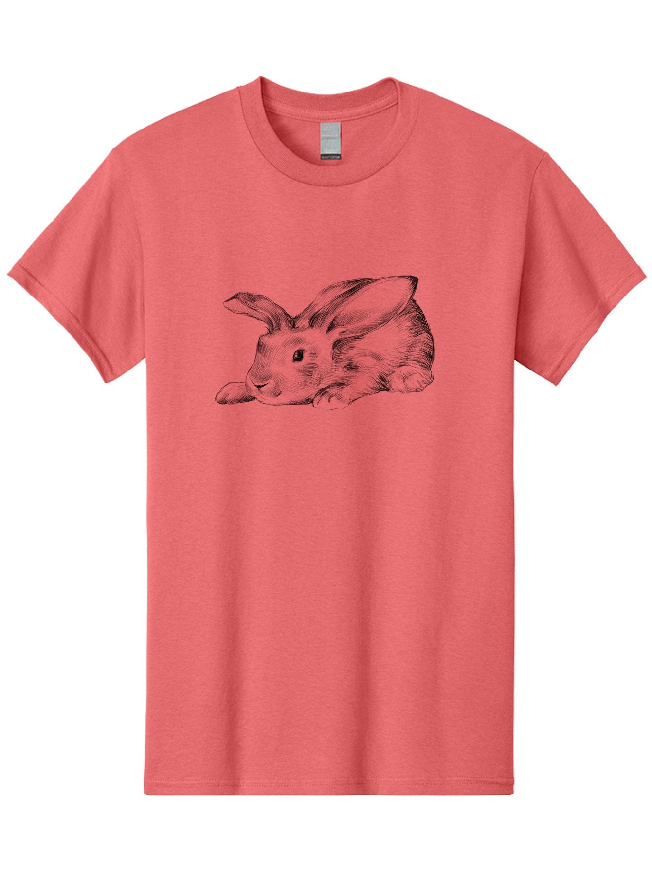 Rabbit Men'S Graphic Tee, 100% Cotton, Comfortable Casual Summer Wear, Machine Washable, Pen And Ink Drawing Of A Resting Rabbit, Cute Rabbit, Rabbit, Bunny, Whiskers, Furry, Rabbit Ears, Pet, Soft Fur, Adorable, Sketch Aac271 4