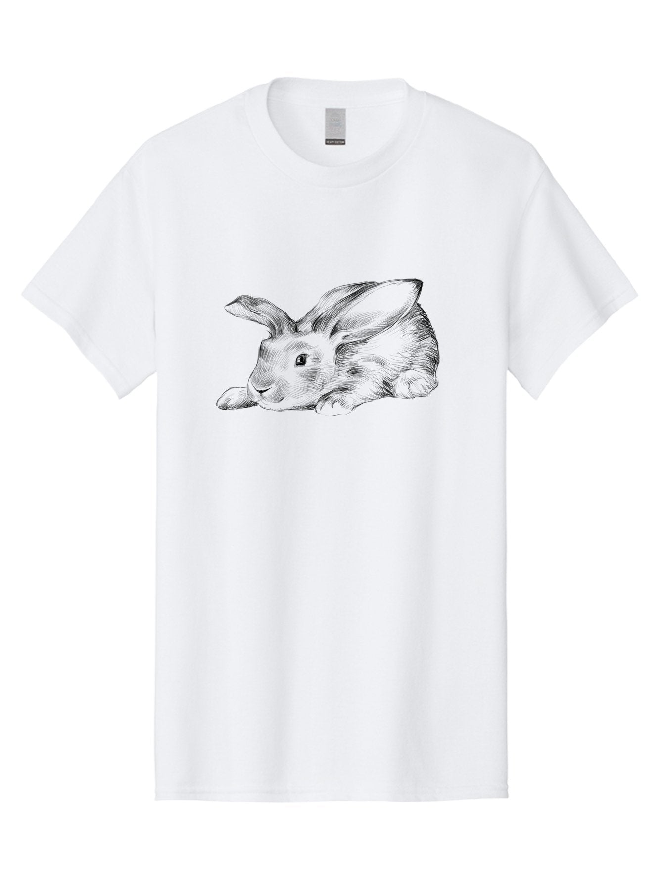 Rabbit Men'S Graphic Tee, 100% Cotton, Comfortable Casual Summer Wear, Machine Washable, Pen And Ink Drawing Of A Resting Rabbit, Cute Rabbit, Rabbit, Bunny, Whiskers, Furry, Rabbit Ears, Pet, Soft Fur, Adorable, Sketch Aac271 3