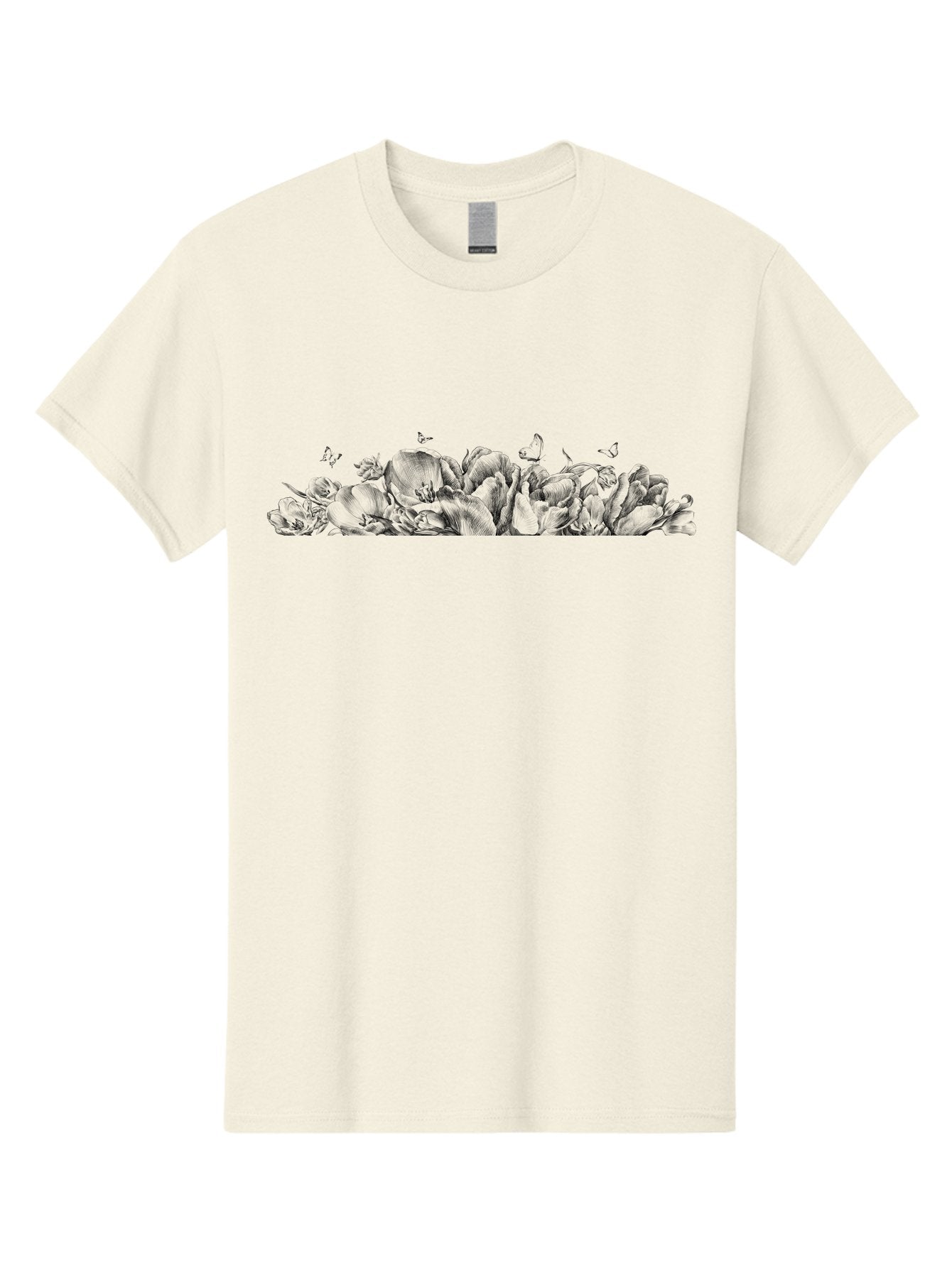 Roses-And-Butterflies Men'S Graphic Tee, 100% Cotton, Comfortable Casual Summer Wear, Machine Washable, Roses, Butterflies, Floral Arrangement, Elegant Flowers, Delicate Butterflies, Vintage Style, Romantic Ambiance, Floral Beauty, Aac273 9