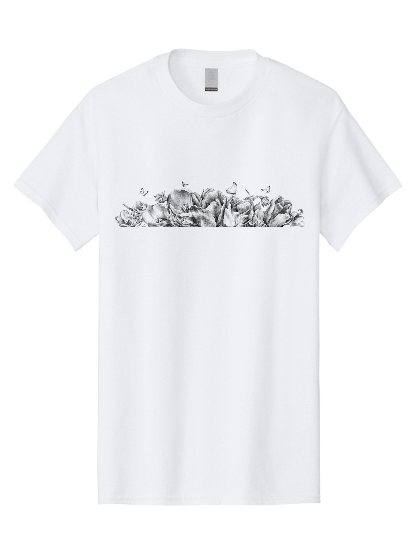 Roses-And-Butterflies Men'S Graphic Tee, 100% Cotton, Comfortable Casual Summer Wear, Machine Washable, Roses, Butterflies, Floral Arrangement, Elegant Flowers, Delicate Butterflies, Vintage Style, Romantic Ambiance, Floral Beauty, Aac273 3