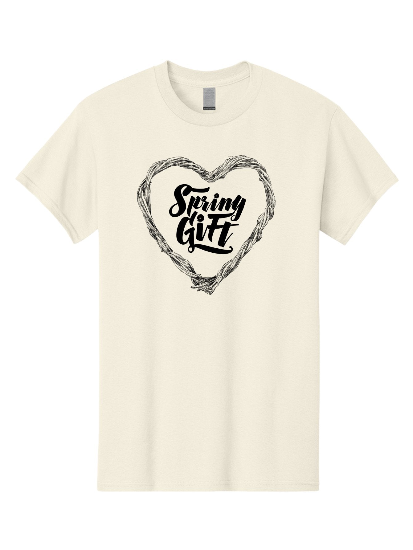 Spring-Gift-1 Men'S Graphic Tee, 100% Cotton, Comfortable Casual Summer Wear, Machine Washable, Handwritten Script, Spring Gift, Heart Shaped Frame, Natural Elements, Seasonal Symbolism, Gift Giving Ideas, Floral Inspiration, Aac274 3