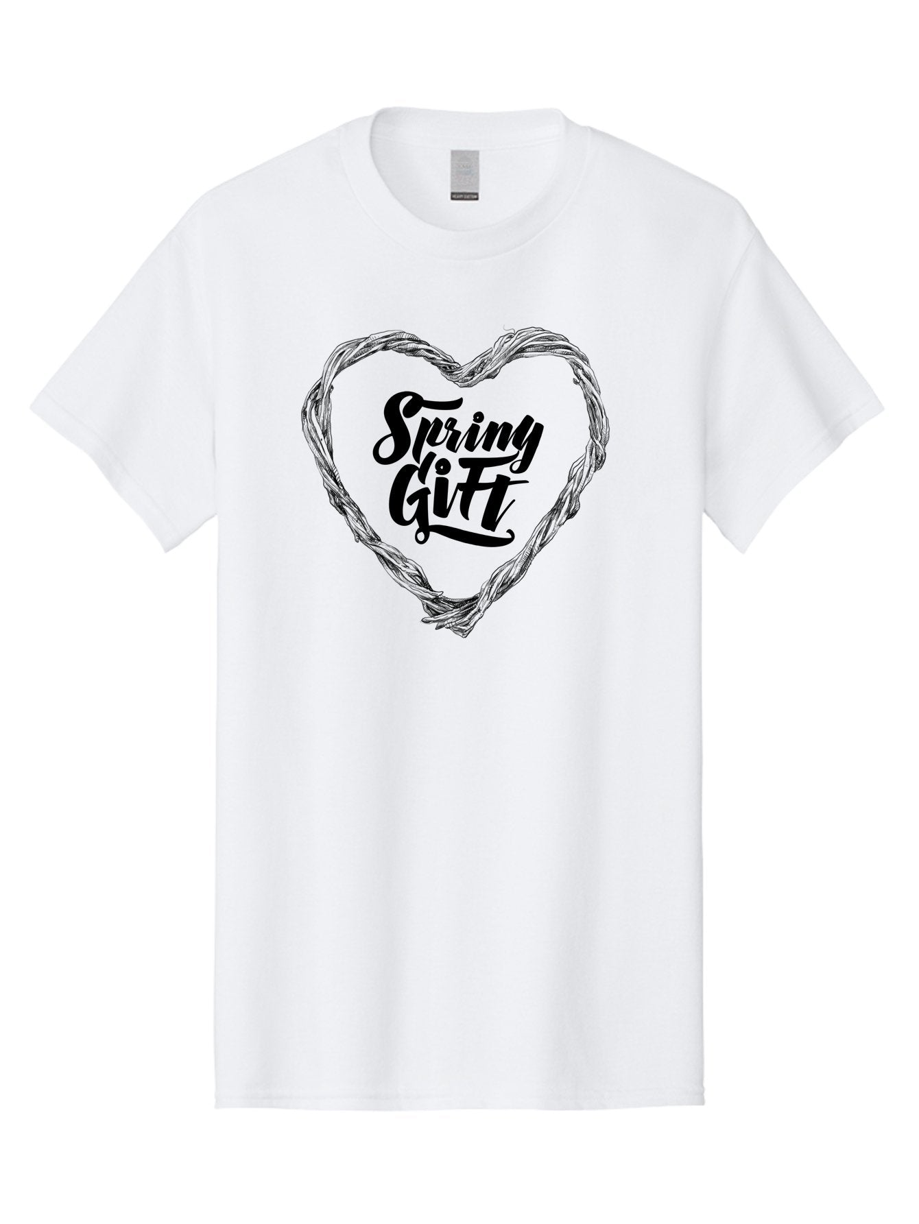 Spring-Gift-1 Men'S Graphic Tee, 100% Cotton, Comfortable Casual Summer Wear, Machine Washable, Handwritten Script, Spring Gift, Heart Shaped Frame, Natural Elements, Seasonal Symbolism, Gift Giving Ideas, Floral Inspiration, Aac274