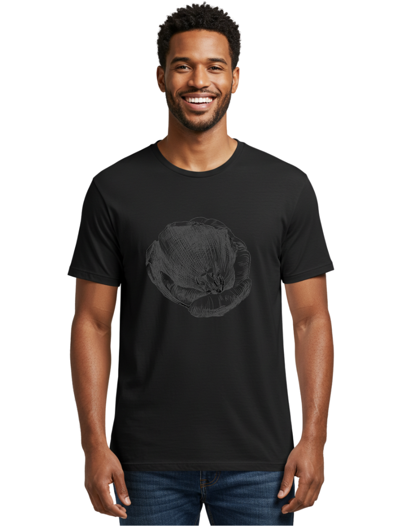 Tulip-1 Men'S Graphic Tee, 100% Cotton, Comfortable Casual Summer Wear, Machine Washable, Tulip Flower, Floral Illustration, Botanical Art, Hand-Drawn Design, Elegant Petals, Delicate Lines, Artistic Expression, Flower Drawing Aac276 18