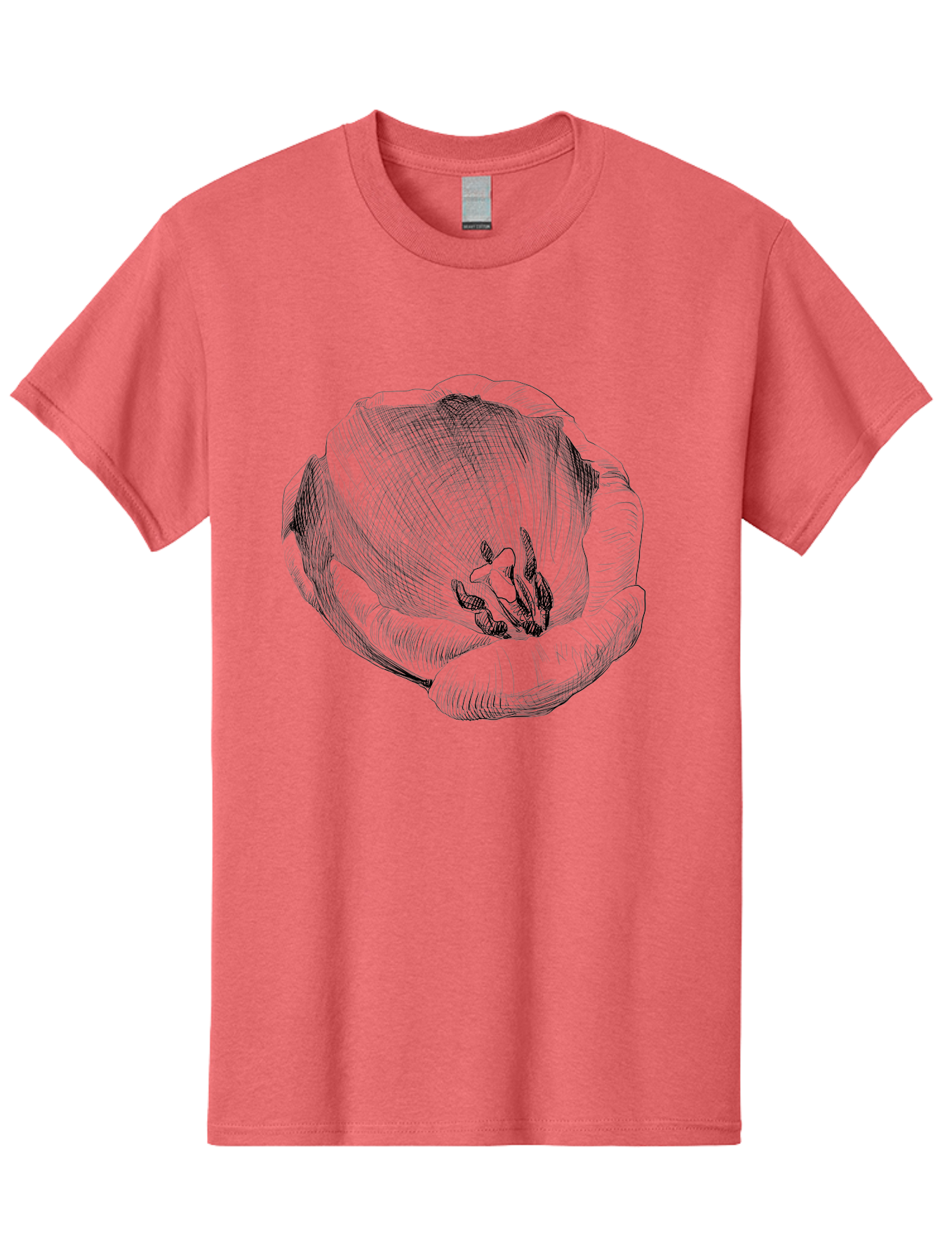 Tulip-1 Men'S Graphic Tee, 100% Cotton, Comfortable Casual Summer Wear, Machine Washable, Tulip Flower, Floral Illustration, Botanical Art, Hand-Drawn Design, Elegant Petals, Delicate Lines, Artistic Expression, Flower Drawing Aac276 7