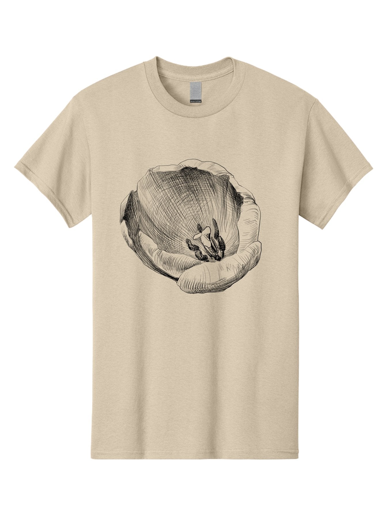 Tulip-1 Men'S Graphic Tee, 100% Cotton, Comfortable Casual Summer Wear, Machine Washable, Tulip Flower, Floral Illustration, Botanical Art, Hand-Drawn Design, Elegant Petals, Delicate Lines, Artistic Expression, Flower Drawing Aac276 4