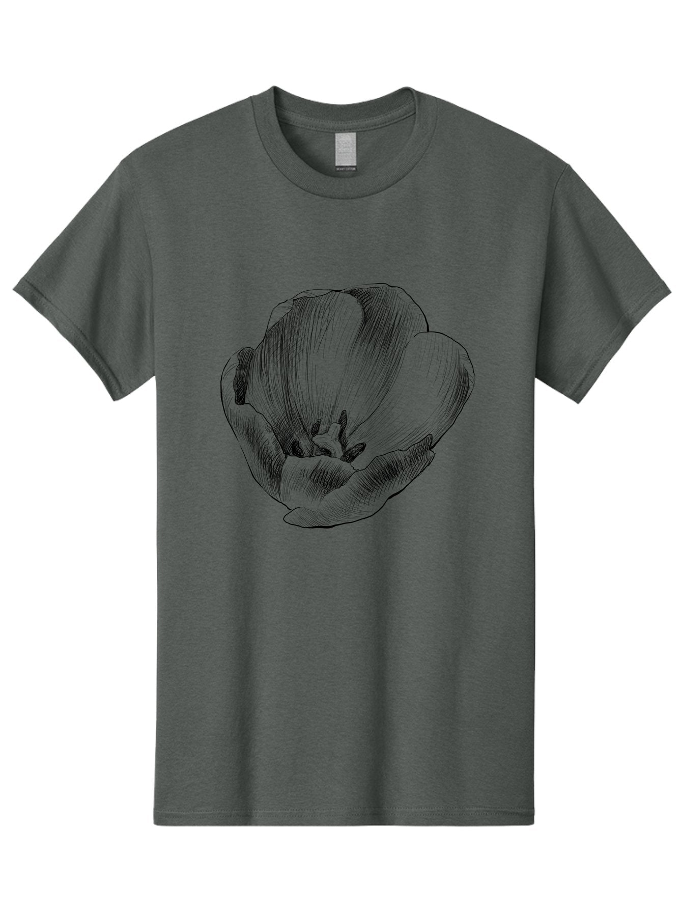 Tulip Men'S Graphic Tee, 100% Cotton, Comfortable Casual Summer Wear, Machine Washable, Hand-Drawn Tulip, Flower Illustration, Botanical Art, Sketched Petals, Elegant Design, Floral Motif, Delicate Lines Aac277 14