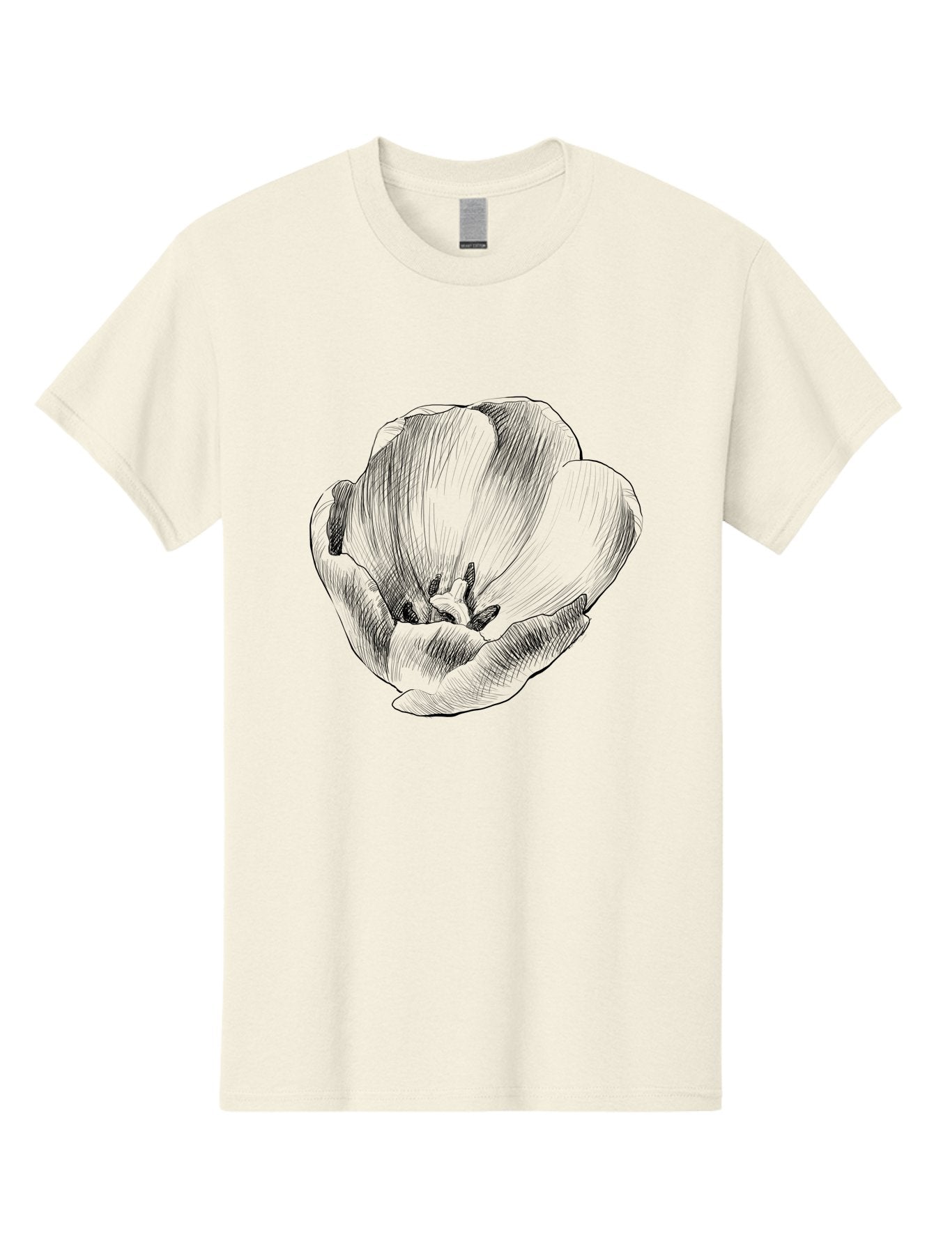 Tulip Men'S Graphic Tee, 100% Cotton, Comfortable Casual Summer Wear, Machine Washable, Hand-Drawn Tulip, Flower Illustration, Botanical Art, Sketched Petals, Elegant Design, Floral Motif, Delicate Lines Aac277 6