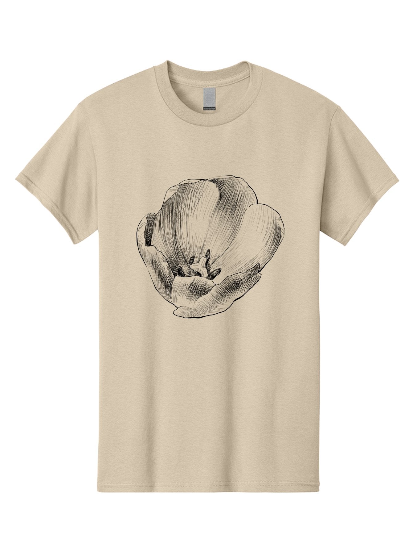 Tulip Men'S Graphic Tee, 100% Cotton, Comfortable Casual Summer Wear, Machine Washable, Hand-Drawn Tulip, Flower Illustration, Botanical Art, Sketched Petals, Elegant Design, Floral Motif, Delicate Lines Aac277 10