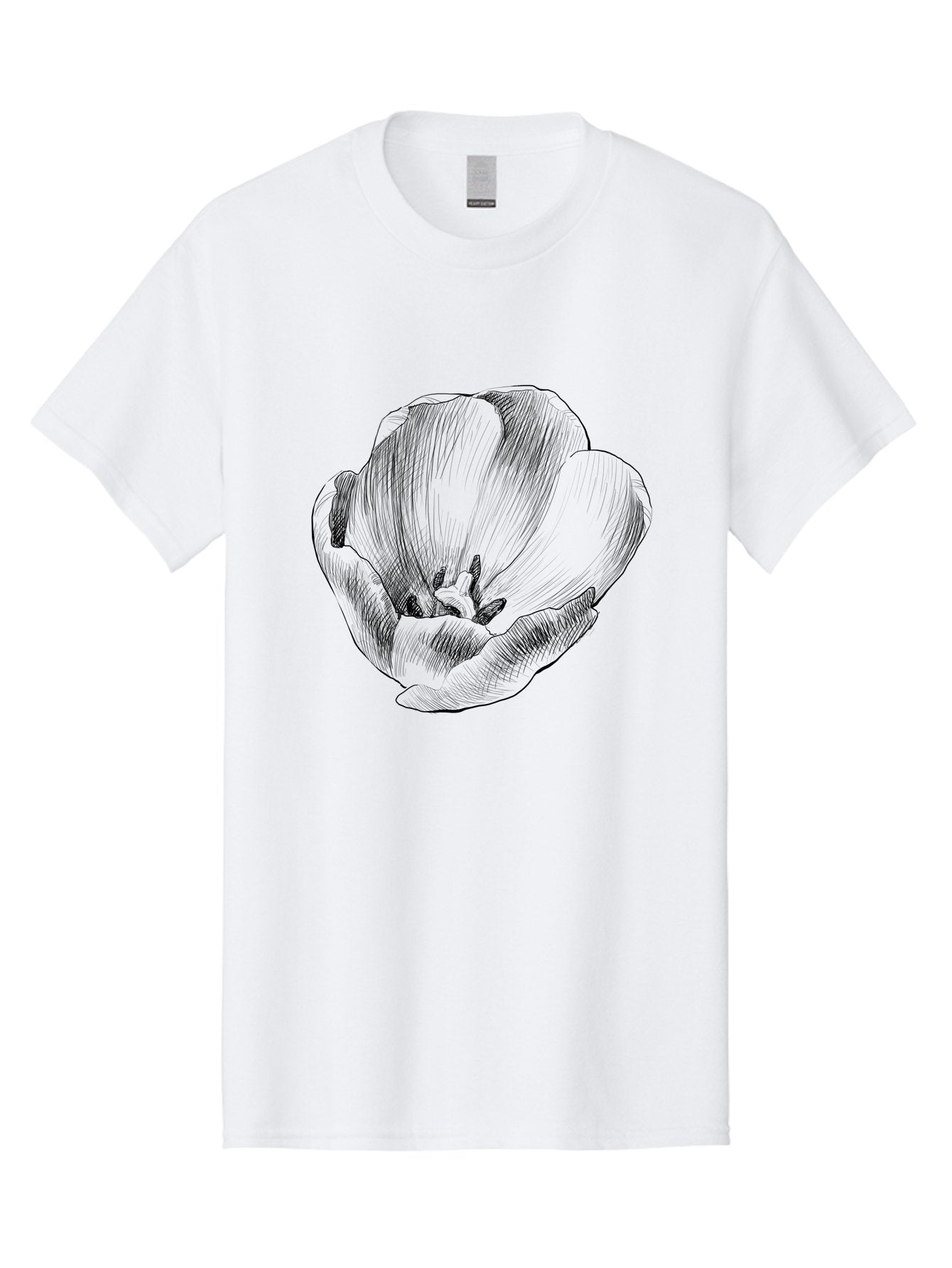 Tulip Men'S Graphic Tee, 100% Cotton, Comfortable Casual Summer Wear, Machine Washable, Hand-Drawn Tulip, Flower Illustration, Botanical Art, Sketched Petals, Elegant Design, Floral Motif, Delicate Lines Aac277 7