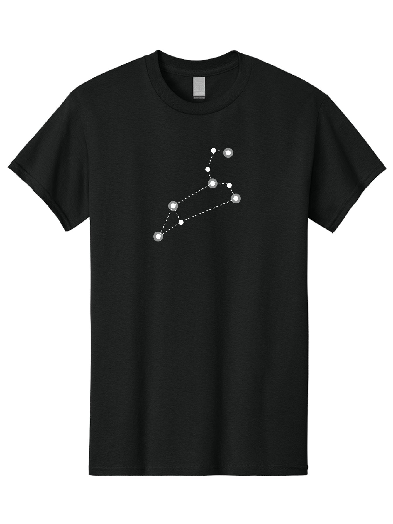 Big-Dipper Men'S Graphic Tee, 100% Cotton, Comfortable Casual Summer Wear, Machine Washable, Constellation Pattern, Big Dipper Stars, Astronomy Symbol, Glowing Constellation, Dotted Lines Connecting Stars, White Stars On Green, Aac278 7