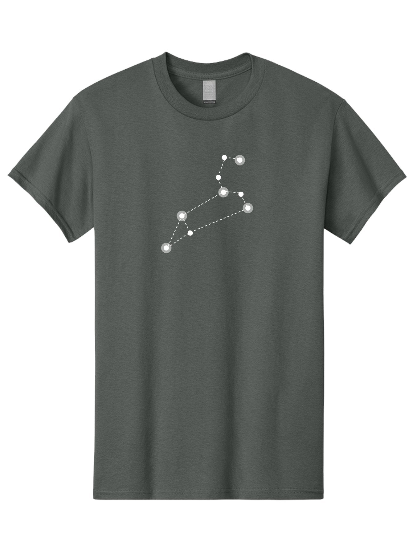 Big-Dipper Men'S Graphic Tee, 100% Cotton, Comfortable Casual Summer Wear, Machine Washable, Constellation Pattern, Big Dipper Stars, Astronomy Symbol, Glowing Constellation, Dotted Lines Connecting Stars, White Stars On Green, Aac278 3