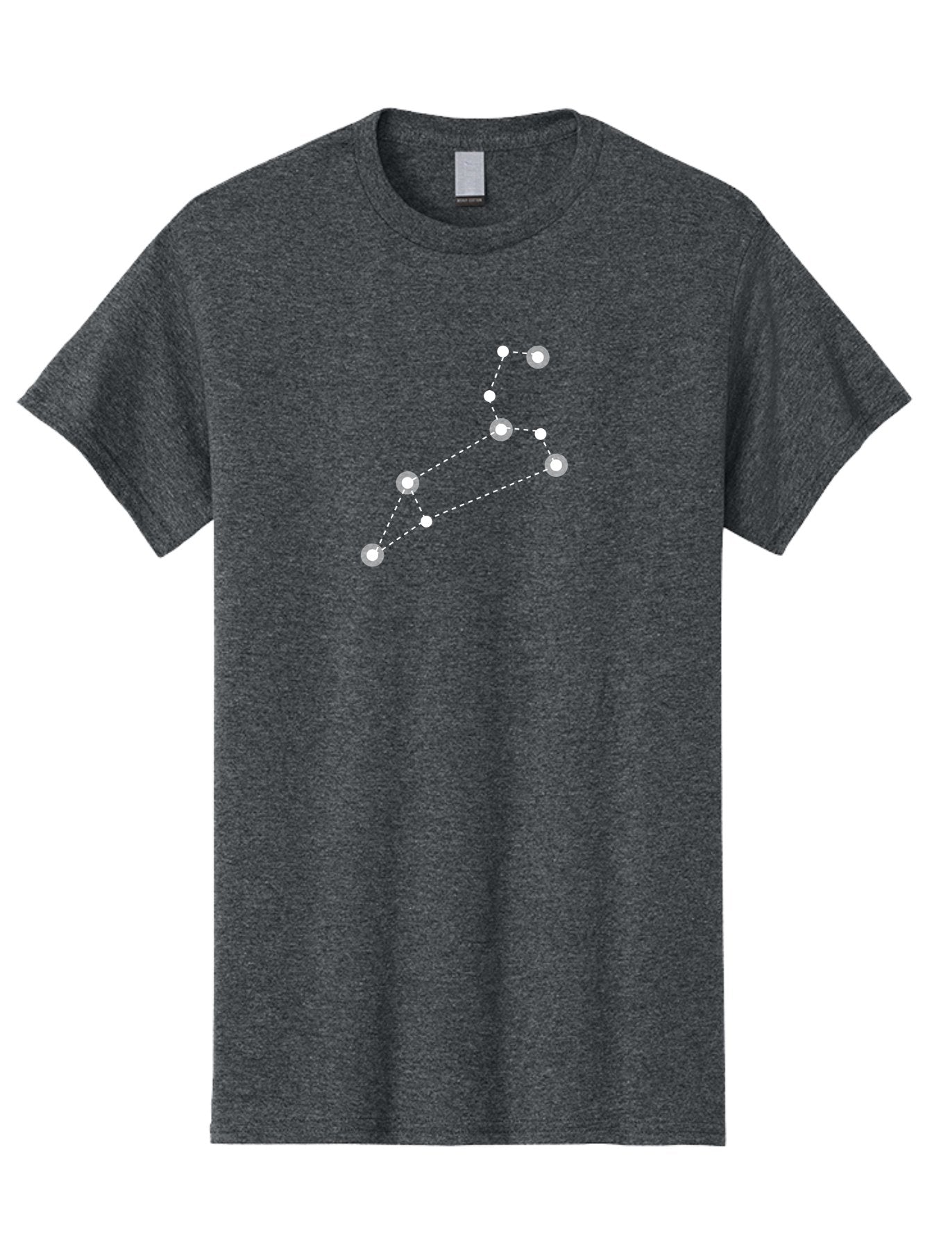 Big-Dipper Men'S Graphic Tee, 100% Cotton, Comfortable Casual Summer Wear, Machine Washable, Constellation Pattern, Big Dipper Stars, Astronomy Symbol, Glowing Constellation, Dotted Lines Connecting Stars, White Stars On Green, Aac278