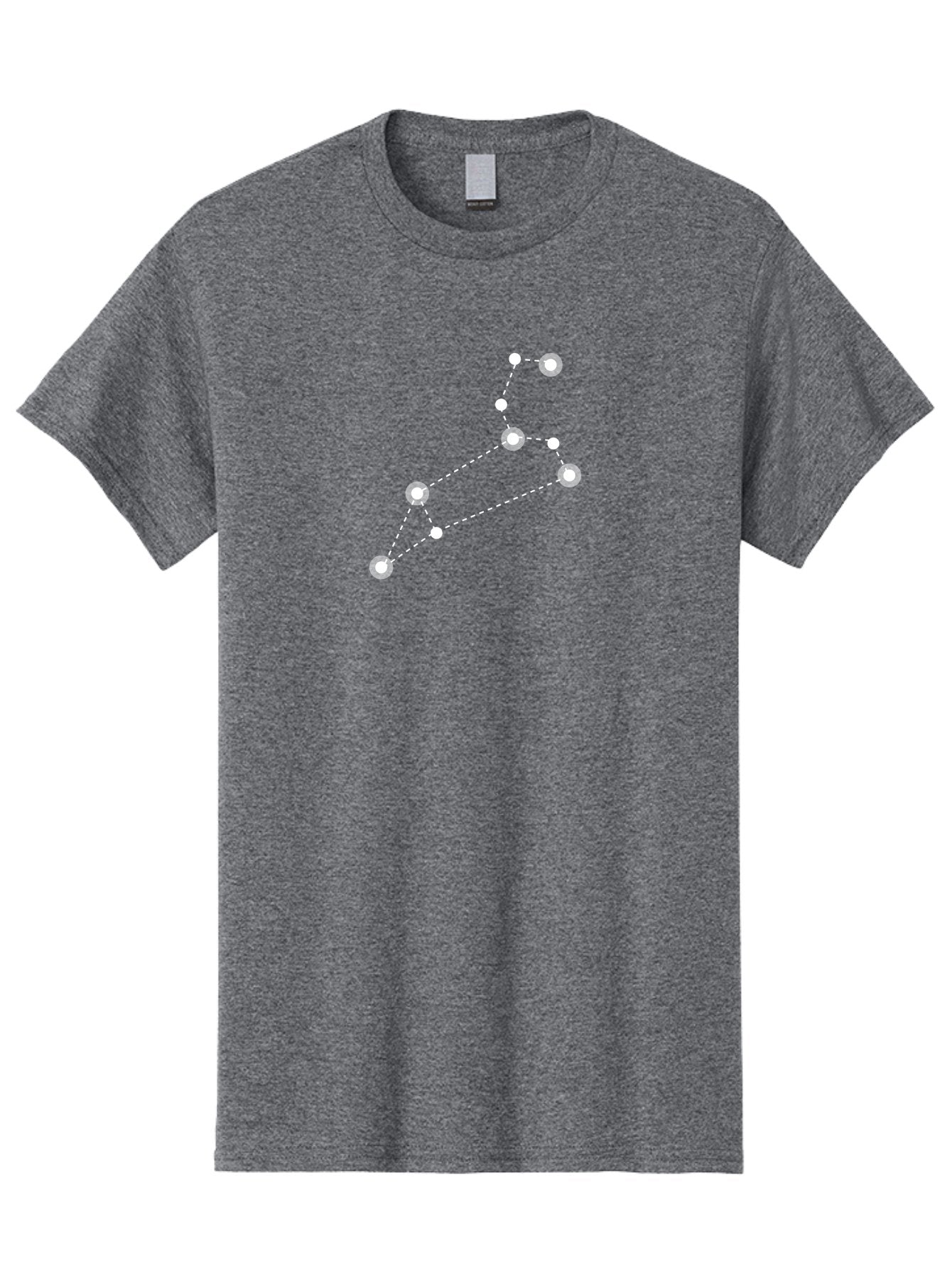 Big-Dipper Men'S Graphic Tee, 100% Cotton, Comfortable Casual Summer Wear, Machine Washable, Constellation Pattern, Big Dipper Stars, Astronomy Symbol, Glowing Constellation, Dotted Lines Connecting Stars, White Stars On Green, Aac278 8