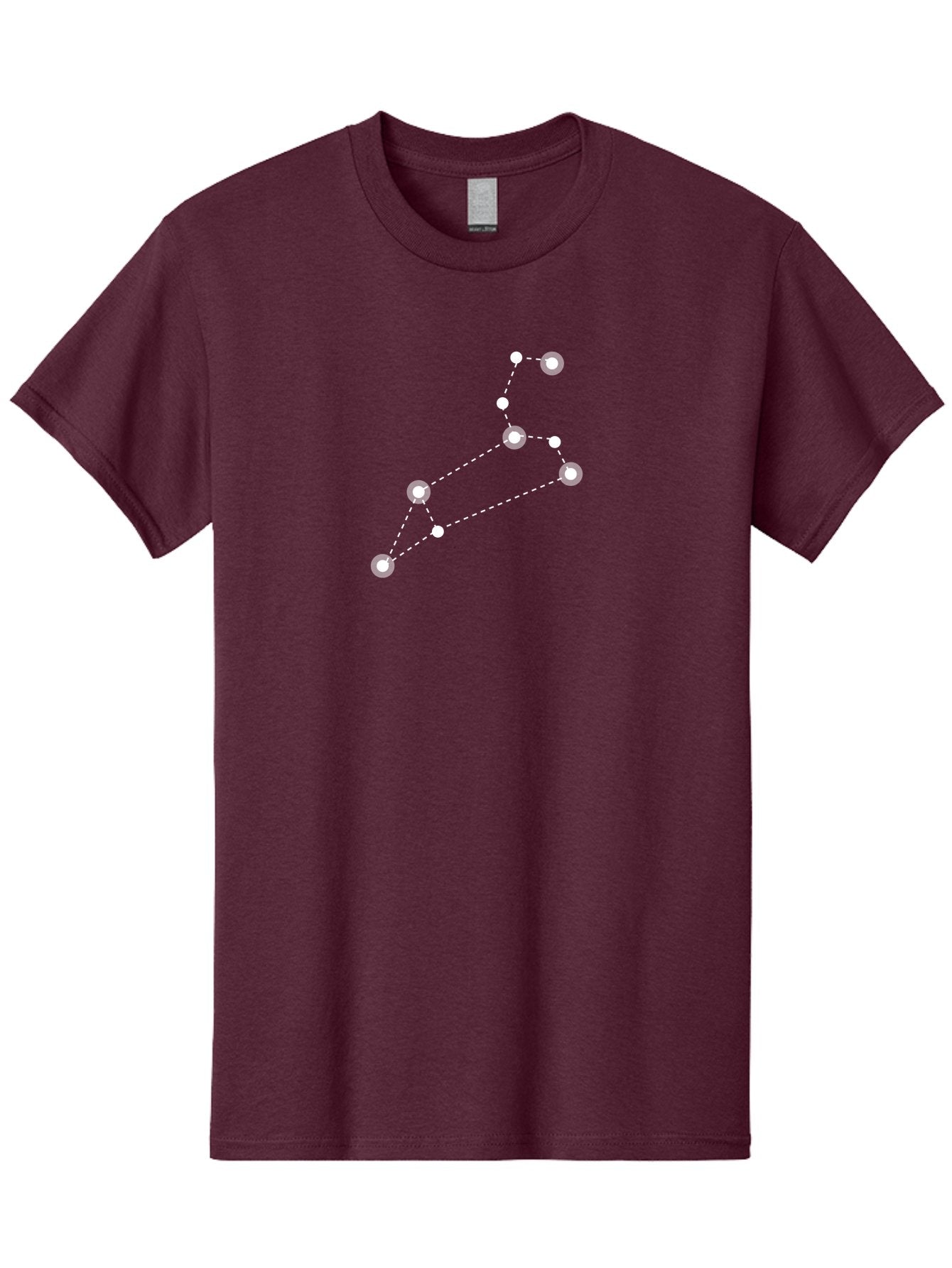 Big-Dipper Men'S Graphic Tee, 100% Cotton, Comfortable Casual Summer Wear, Machine Washable, Constellation Pattern, Big Dipper Stars, Astronomy Symbol, Glowing Constellation, Dotted Lines Connecting Stars, White Stars On Green, Aac278 15