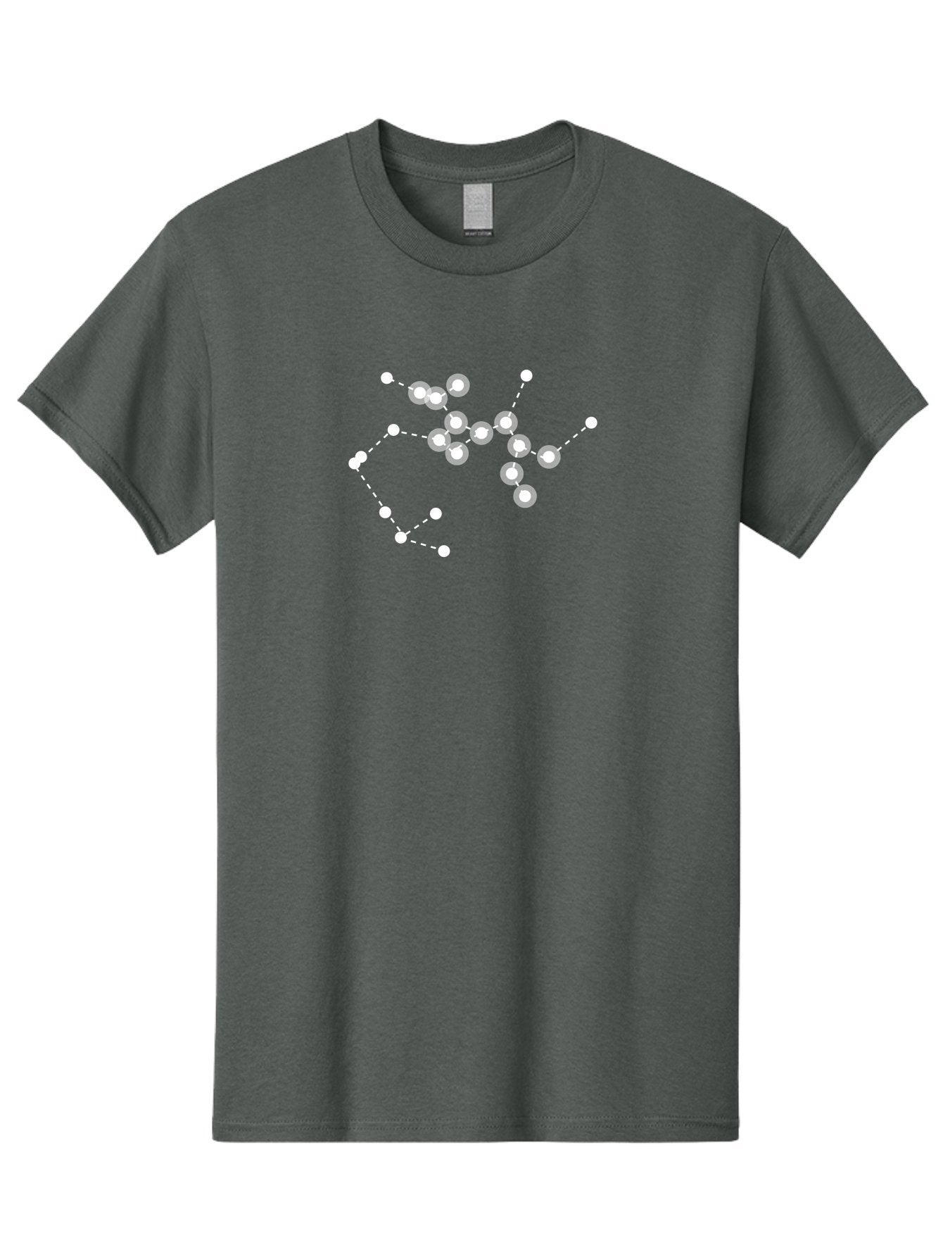 Cancer-Constellation Men'S Graphic Tee, 100% Cotton, Comfortable Casual Summer Wear, Machine Washable, Constellation Of Stars, Starry Night Sky, White Dots Connected By Dashed Lines, Astronomical Pattern, Simple Graphics, Minimalist Design, Aac279