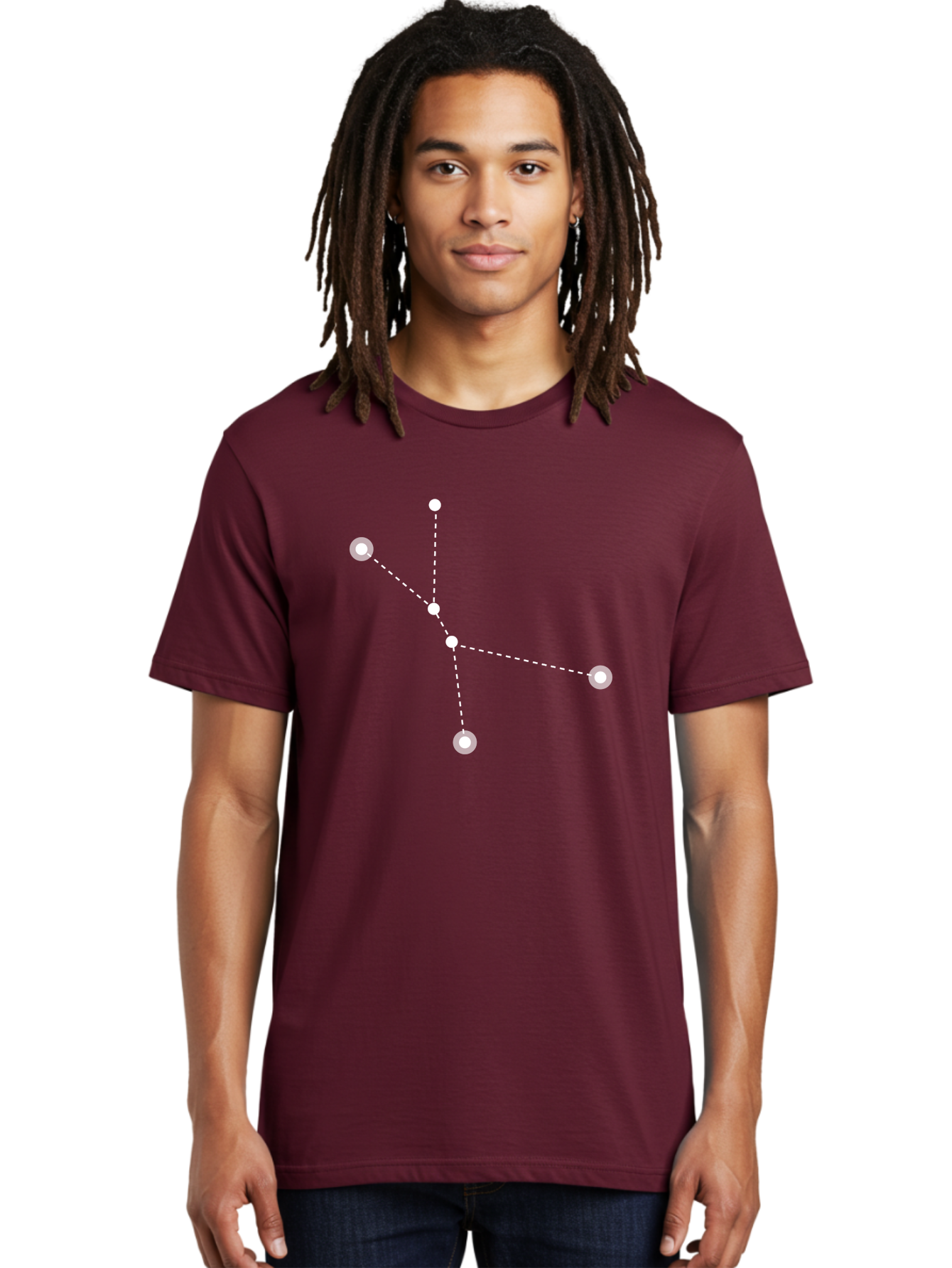 Constellation-2 Men'S Graphic Tee, 100% Cotton, Comfortable Casual Summer Wear, Machine Washable, Constellation Pattern, Five-Pointed Star, Dotted Lines, White Dots, Glowing Effect, Minimalist Design, Simple Graphics, Abstract Representation, Aac281 22