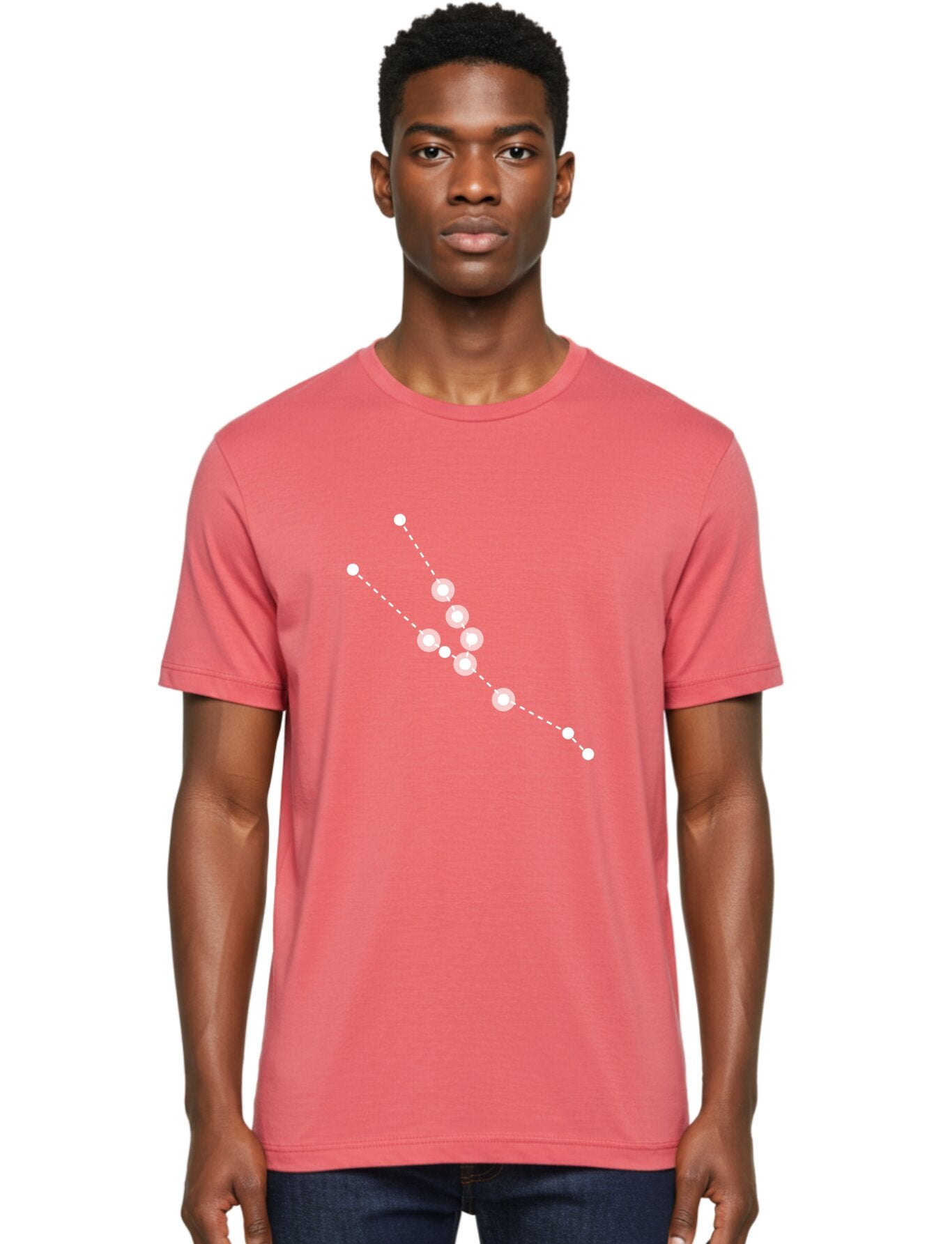 Constellation-5 Men'S Graphic Tee, 100% Cotton, Comfortable Casual Summer Wear, Machine Washable, Dotted Lines, White Dots, Constellation Pattern, Astronomical Illustration, Celestial Navigation, Night Sky Scenery, Stars Aligned Aac284 27