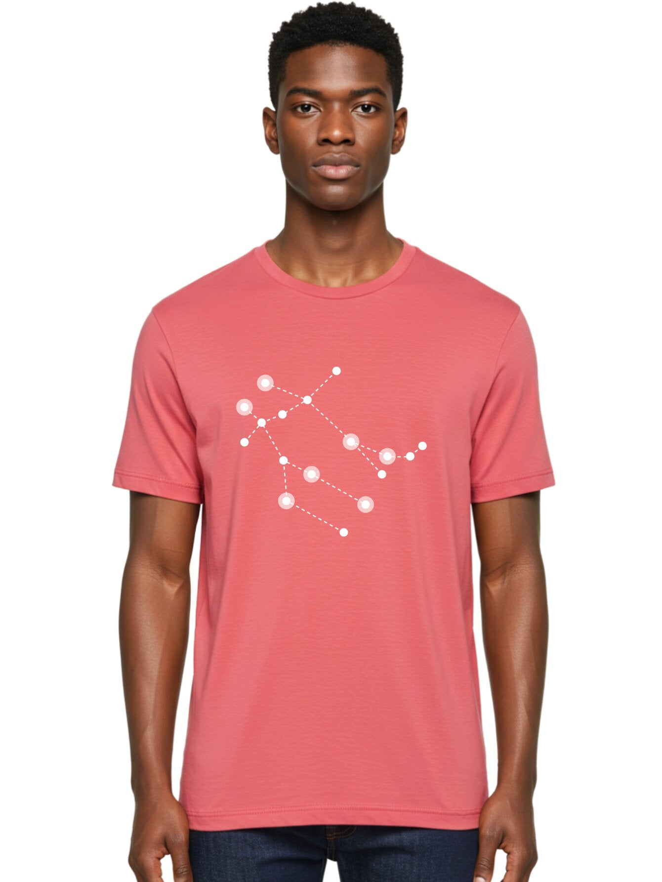 Constellation-Pattern-2 Men'S Graphic Tee, 100% Cotton, Comfortable Casual Summer Wear, Machine Washable, Constellation Pattern, Stars Connected By Dotted Lines, Glowing White Dots, Celestial Design, Night Sky, Astronomy, Space Theme, Aac286 21