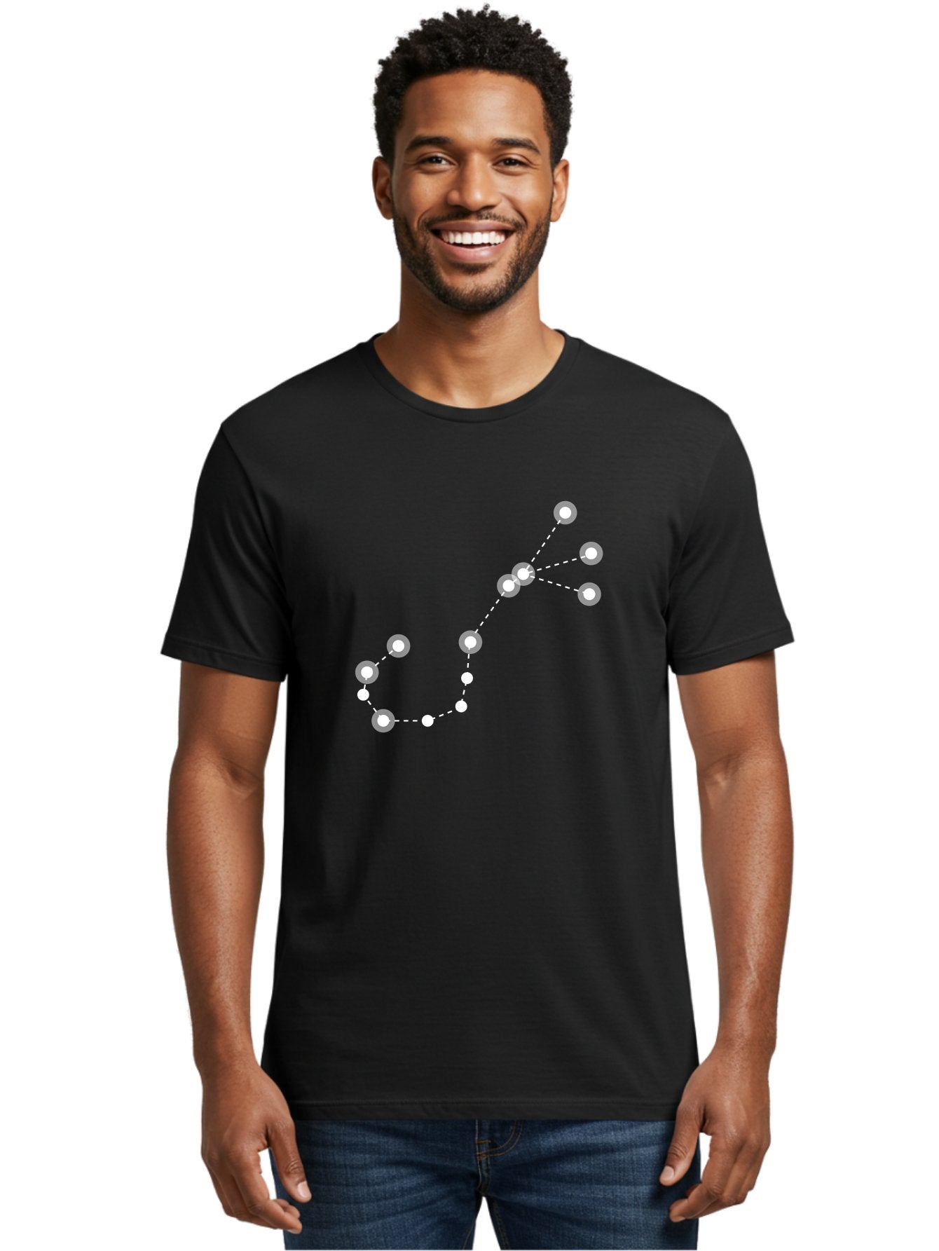 Constellation-Pattern-3 Men'S Graphic Tee, 100% Cotton, Comfortable Casual Summer Wear, Machine Washable, Constellation Pattern, Stars Connected By Dotted Lines, Astronomy, Space, Glowing Orbs, Celestial Navigation, Night Sky Aac287 29
