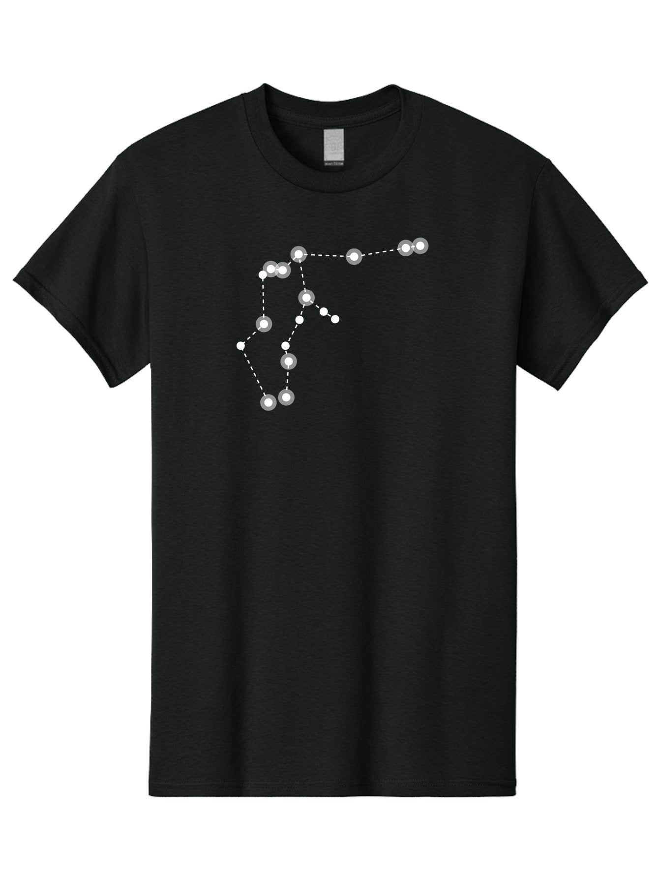 Constellation Men'S Graphic Tee, 100% Cotton, Comfortable Casual Summer Wear, Machine Washable, Stars Connected By Dotted Lines, Glowing White Dots, Celestial Navigation, Astronomy, Constellations, Starry Night Sky, Nighttime, Aac289