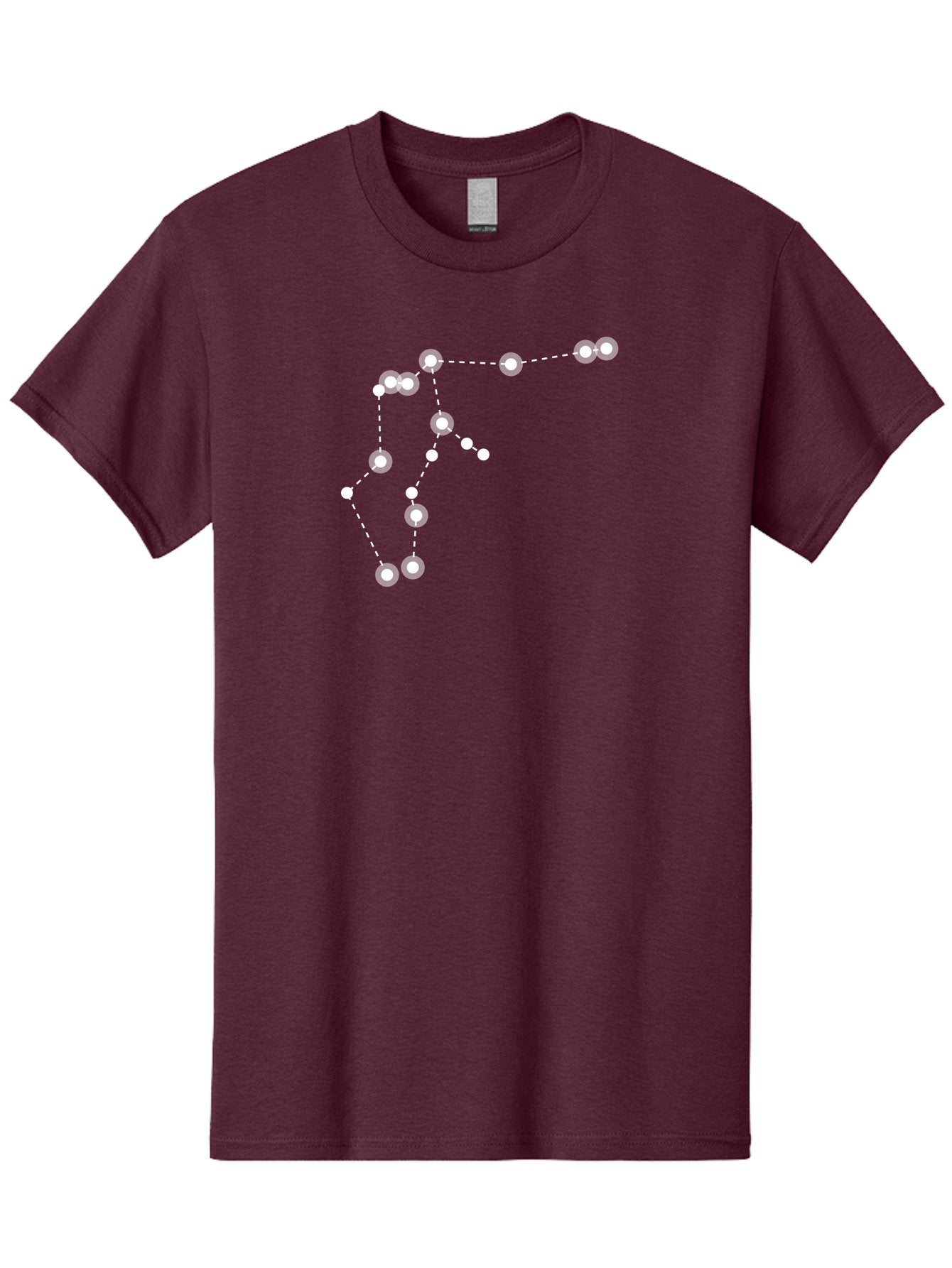 Constellation Men'S Graphic Tee, 100% Cotton, Comfortable Casual Summer Wear, Machine Washable, Stars Connected By Dotted Lines, Glowing White Dots, Celestial Navigation, Astronomy, Constellations, Starry Night Sky, Nighttime, Aac289 14