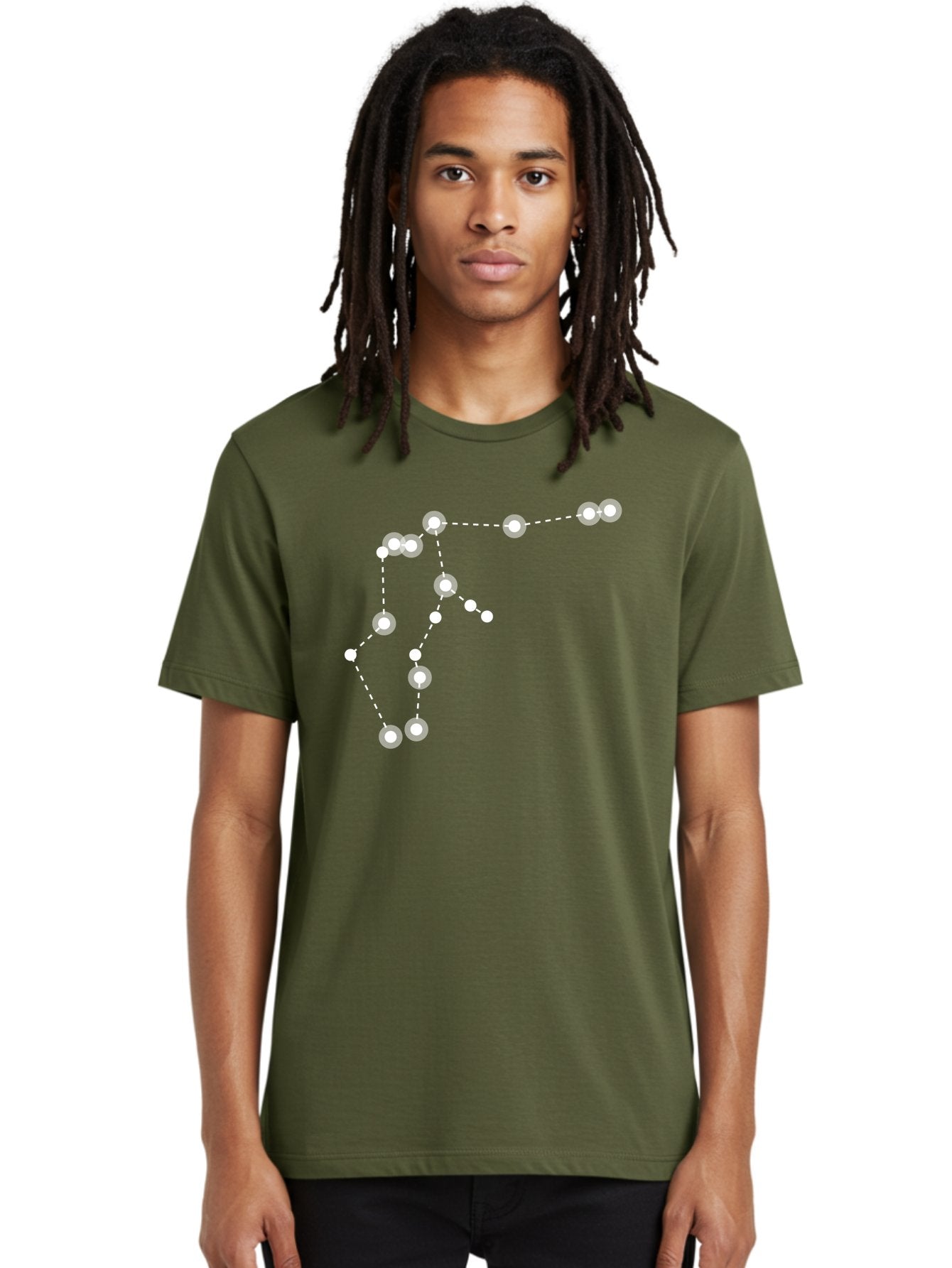 Constellation Men'S Graphic Tee, 100% Cotton, Comfortable Casual Summer Wear, Machine Washable, Stars Connected By Dotted Lines, Glowing White Dots, Celestial Navigation, Astronomy, Constellations, Starry Night Sky, Nighttime, Aac289 25