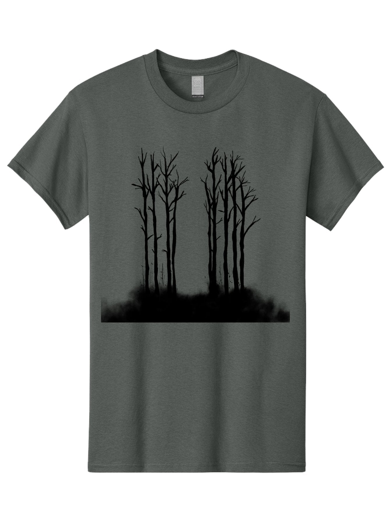 Bare-Trees-1 Men'S Graphic Tee, 100% Cotton, Comfortable Casual Summer Wear, Machine Washable, Bare Trees, Silhouette Art, Black Trees, Leafless Branches, Minimalist Design, Eerie Atmosphere, Dramatic Shadows Aac292 7