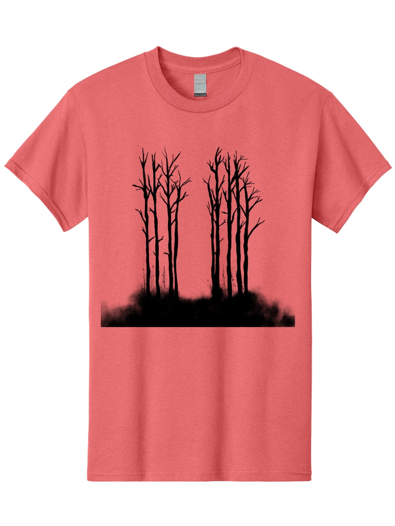 Bare-Trees-1 Men'S Graphic Tee, 100% Cotton, Comfortable Casual Summer Wear, Machine Washable, Bare Trees, Silhouette Art, Black Trees, Leafless Branches, Minimalist Design, Eerie Atmosphere, Dramatic Shadows Aac292 9