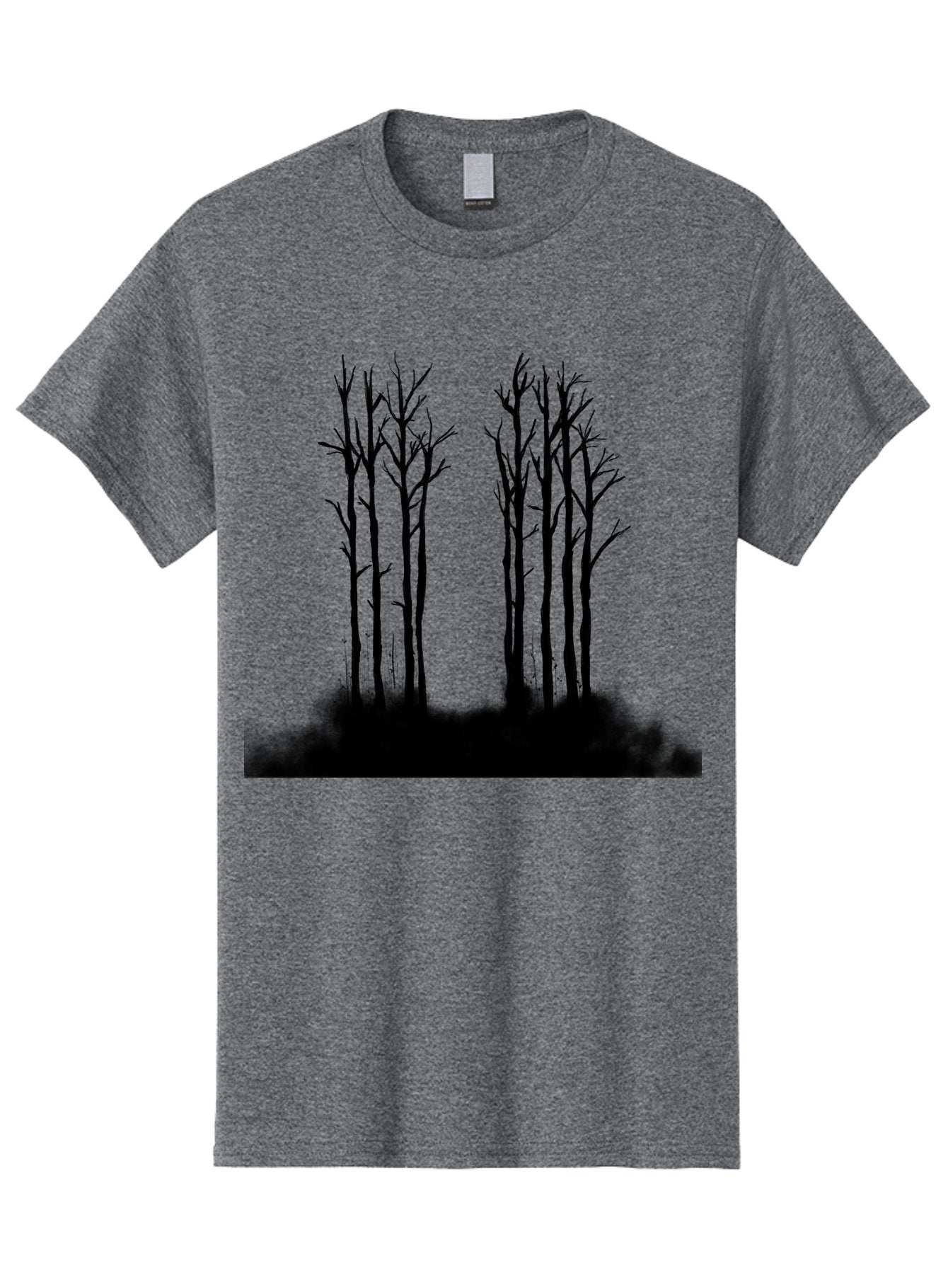 Bare-Trees-1 Men'S Graphic Tee, 100% Cotton, Comfortable Casual Summer Wear, Machine Washable, Bare Trees, Silhouette Art, Black Trees, Leafless Branches, Minimalist Design, Eerie Atmosphere, Dramatic Shadows Aac292 14