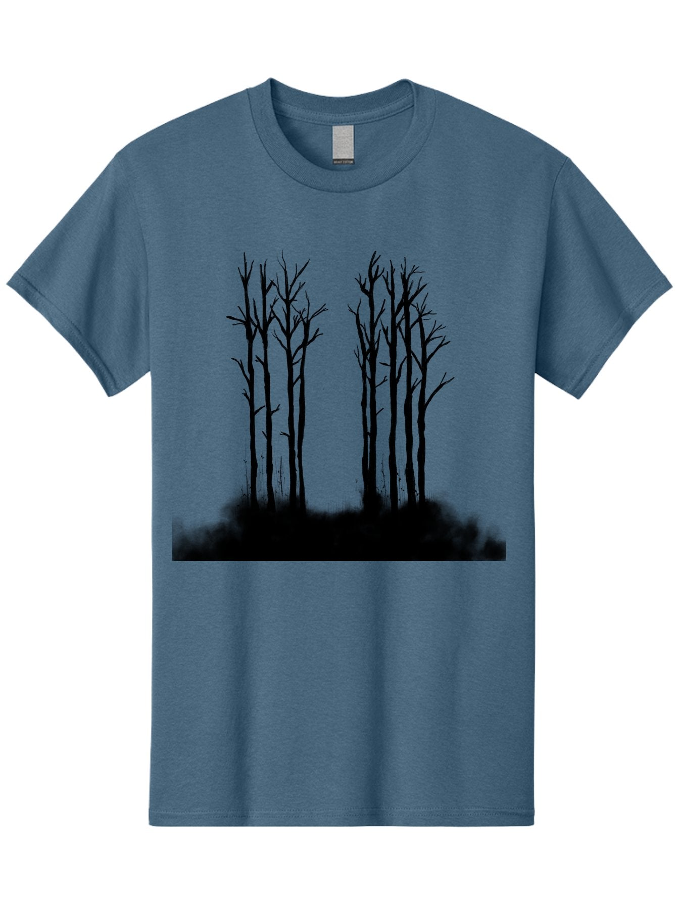 Bare-Trees-1 Men'S Graphic Tee, 100% Cotton, Comfortable Casual Summer Wear, Machine Washable, Bare Trees, Silhouette Art, Black Trees, Leafless Branches, Minimalist Design, Eerie Atmosphere, Dramatic Shadows Aac292 3