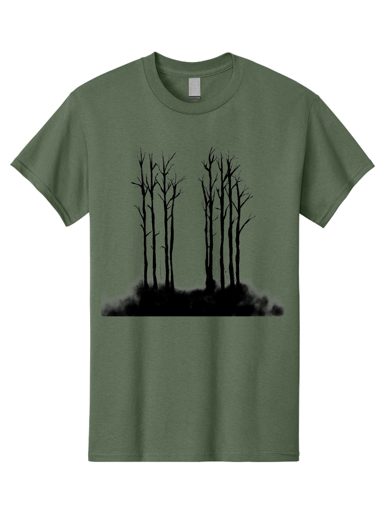Bare-Trees-1 Men'S Graphic Tee, 100% Cotton, Comfortable Casual Summer Wear, Machine Washable, Bare Trees, Silhouette Art, Black Trees, Leafless Branches, Minimalist Design, Eerie Atmosphere, Dramatic Shadows Aac292 5