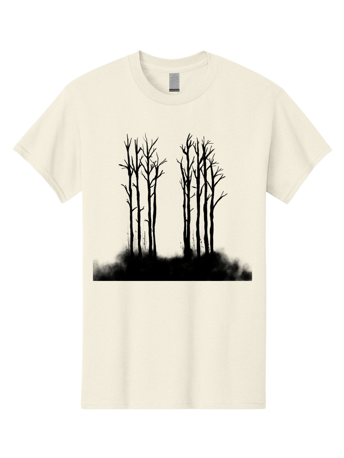 Bare-Trees-1 Men'S Graphic Tee, 100% Cotton, Comfortable Casual Summer Wear, Machine Washable, Bare Trees, Silhouette Art, Black Trees, Leafless Branches, Minimalist Design, Eerie Atmosphere, Dramatic Shadows Aac292 5