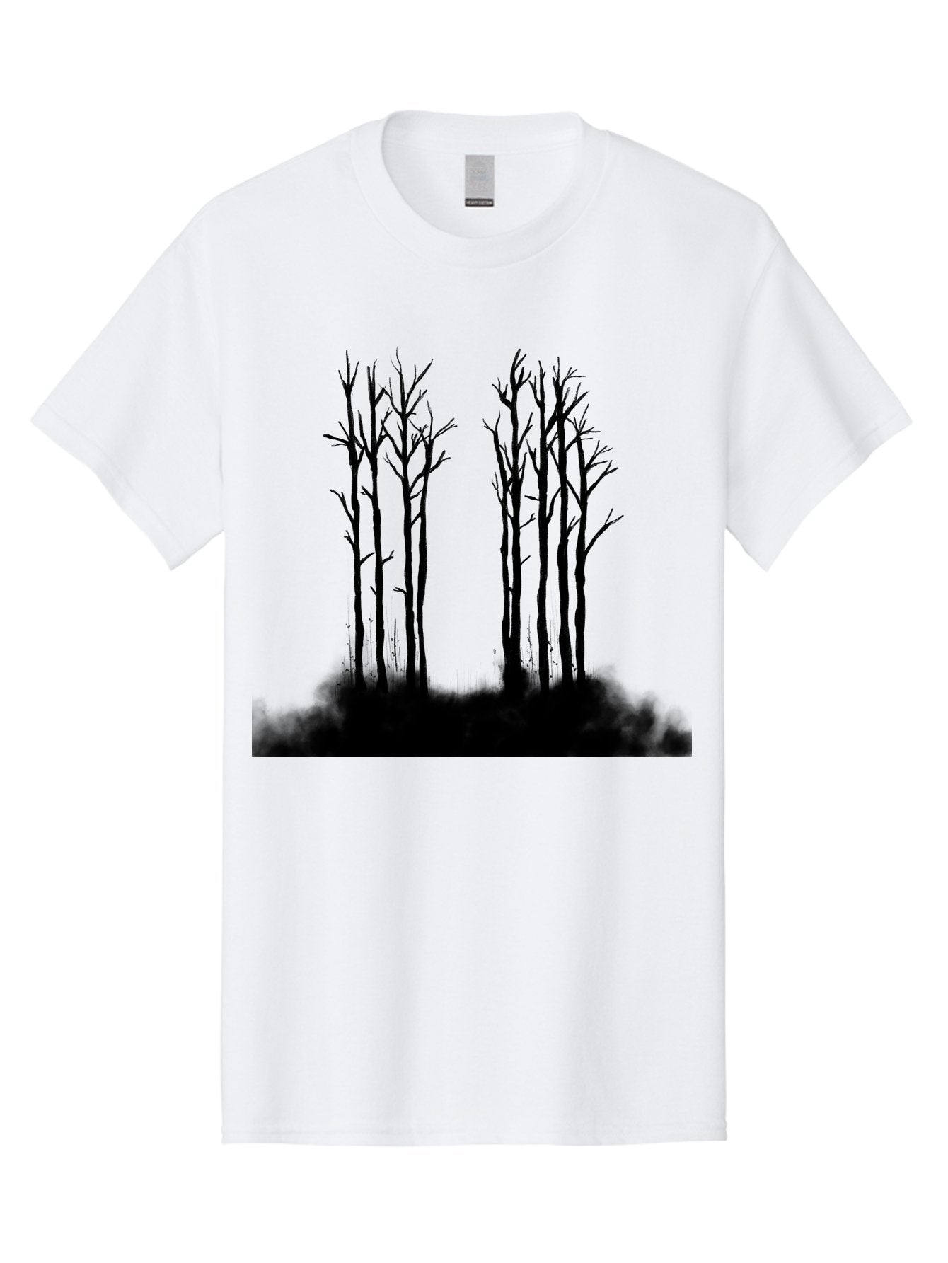 Bare-Trees-1 Men'S Graphic Tee, 100% Cotton, Comfortable Casual Summer Wear, Machine Washable, Bare Trees, Silhouette Art, Black Trees, Leafless Branches, Minimalist Design, Eerie Atmosphere, Dramatic Shadows Aac292 6