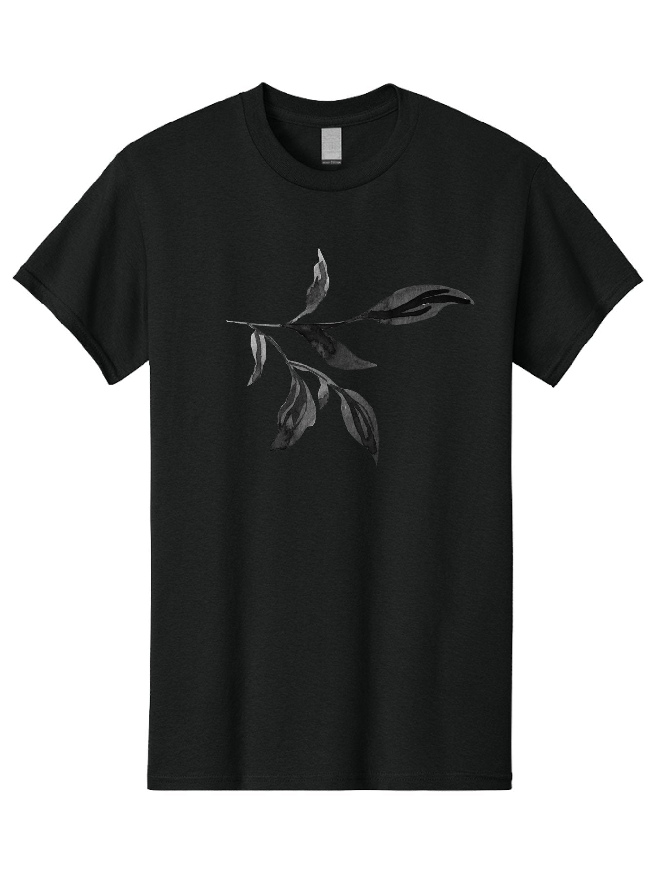 Black-Leaves Men'S Graphic Tee, 100% Cotton, Comfortable Casual Summer Wear, Machine Washable, Black Leaves, Foliage, Botanical Illustration, Leafy Branch, Dark Foliage, Minimalist Design, Simple Graphics, Nature-Inspired Art, Leaf Arrangement Aac294 12