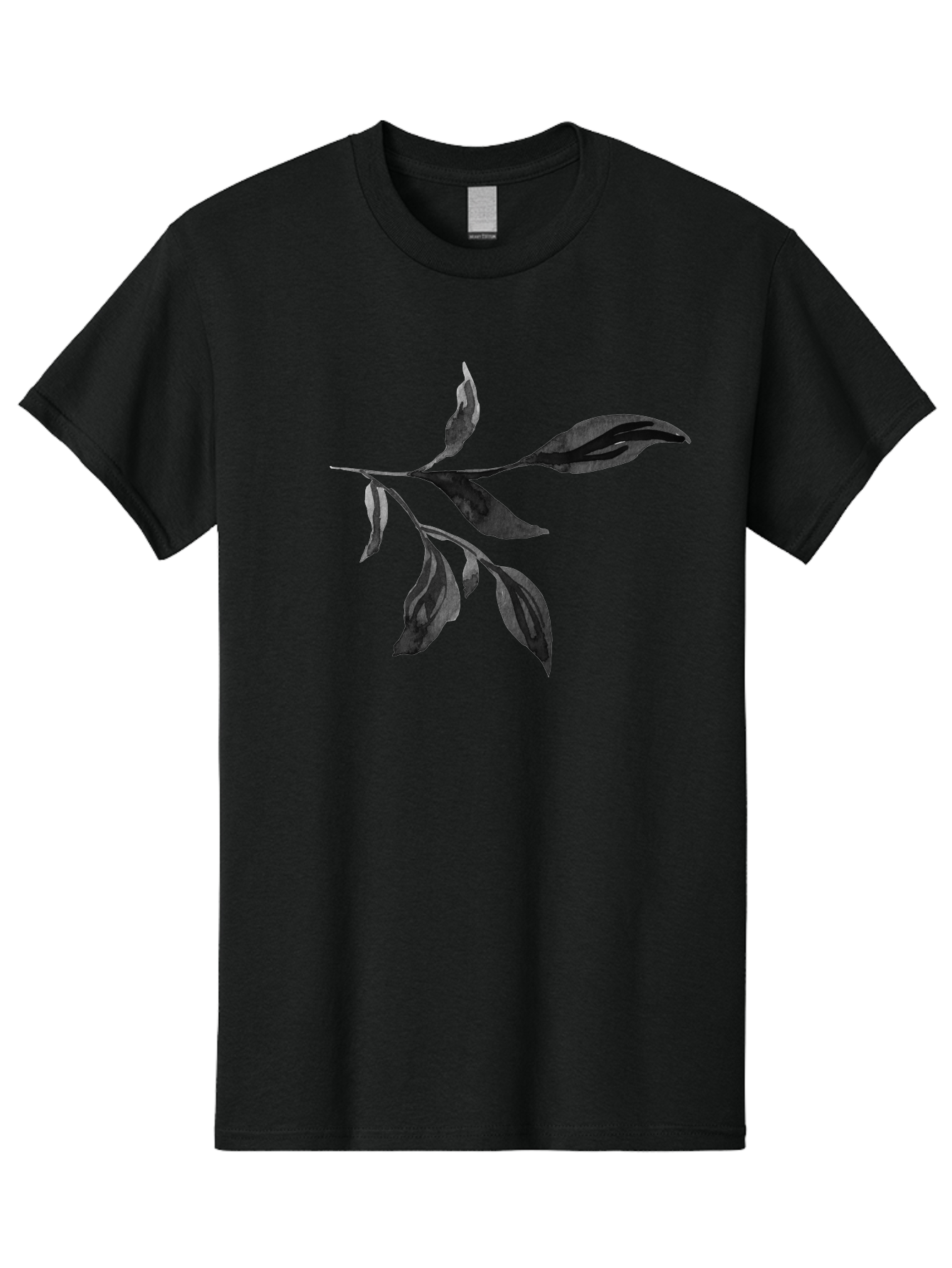 Black-Leaves Men'S Graphic Tee, 100% Cotton, Comfortable Casual Summer Wear, Machine Washable, Black Leaves, Foliage, Botanical Illustration, Leafy Branch, Dark Foliage, Minimalist Design, Simple Graphics, Nature-Inspired Art, Leaf Arrangement Aac294 5
