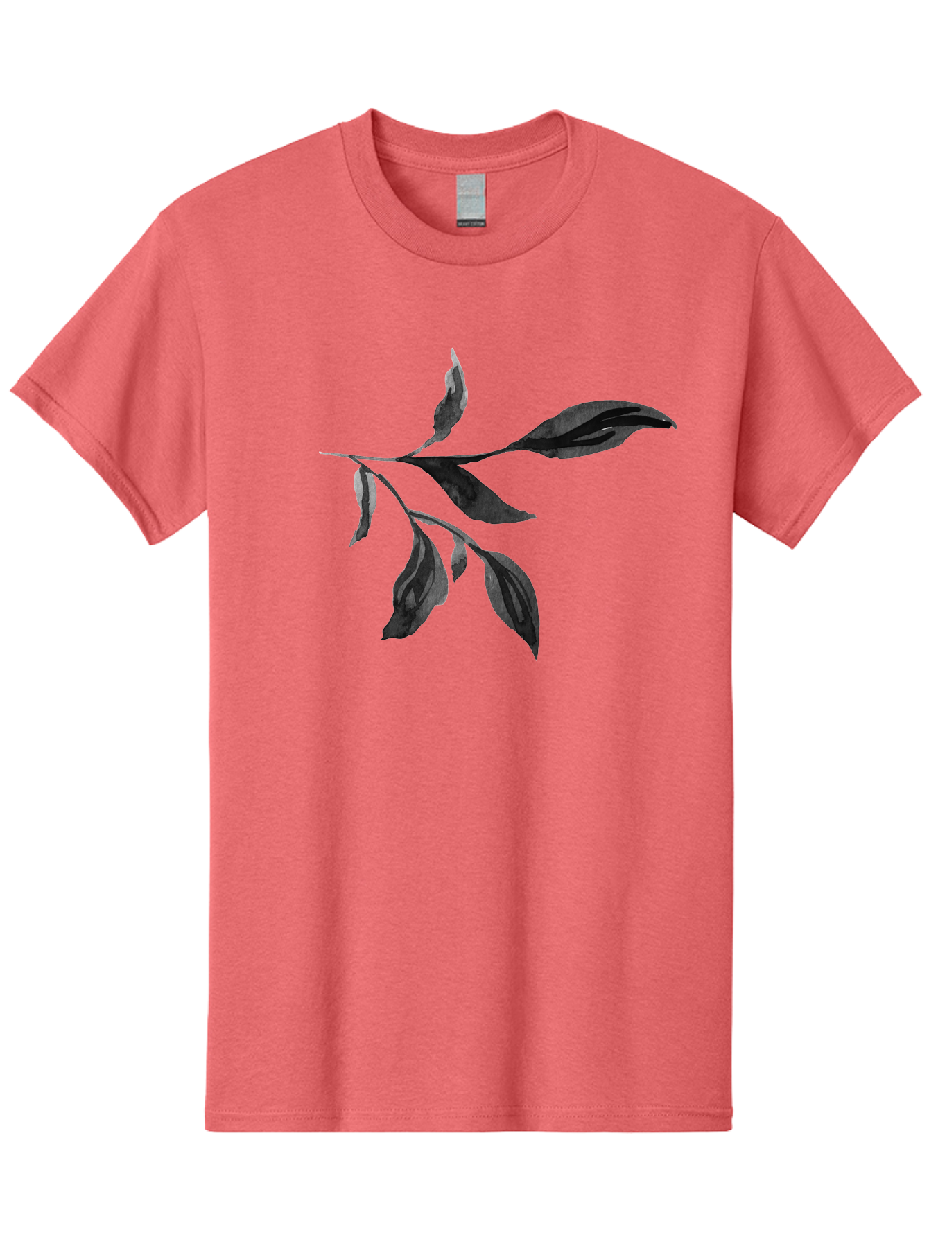 Black-Leaves Men'S Graphic Tee, 100% Cotton, Comfortable Casual Summer Wear, Machine Washable, Black Leaves, Foliage, Botanical Illustration, Leafy Branch, Dark Foliage, Minimalist Design, Simple Graphics, Nature-Inspired Art, Leaf Arrangement Aac294 3