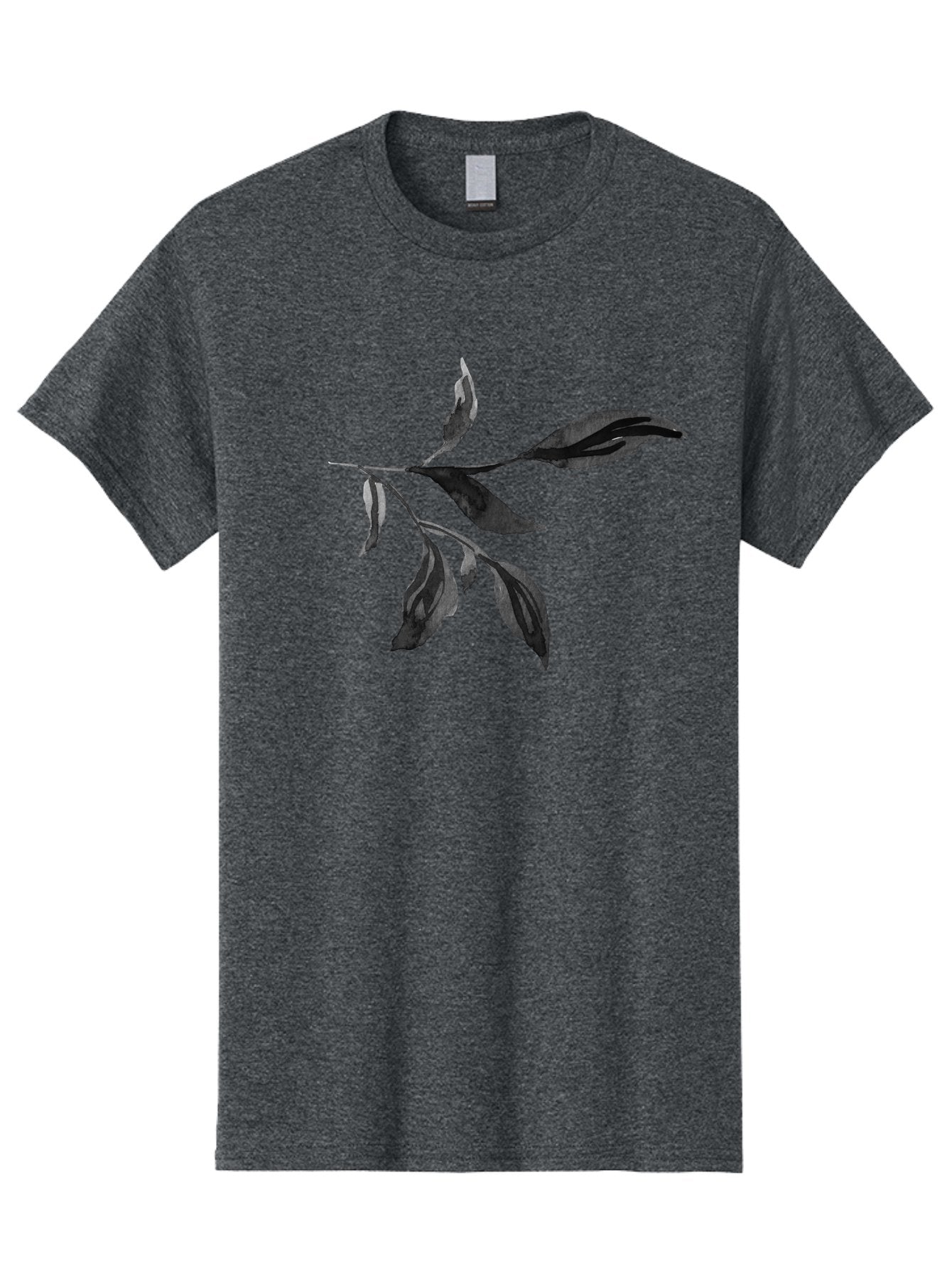 Black-Leaves Men'S Graphic Tee, 100% Cotton, Comfortable Casual Summer Wear, Machine Washable, Black Leaves, Foliage, Botanical Illustration, Leafy Branch, Dark Foliage, Minimalist Design, Simple Graphics, Nature-Inspired Art, Leaf Arrangement Aac294 7