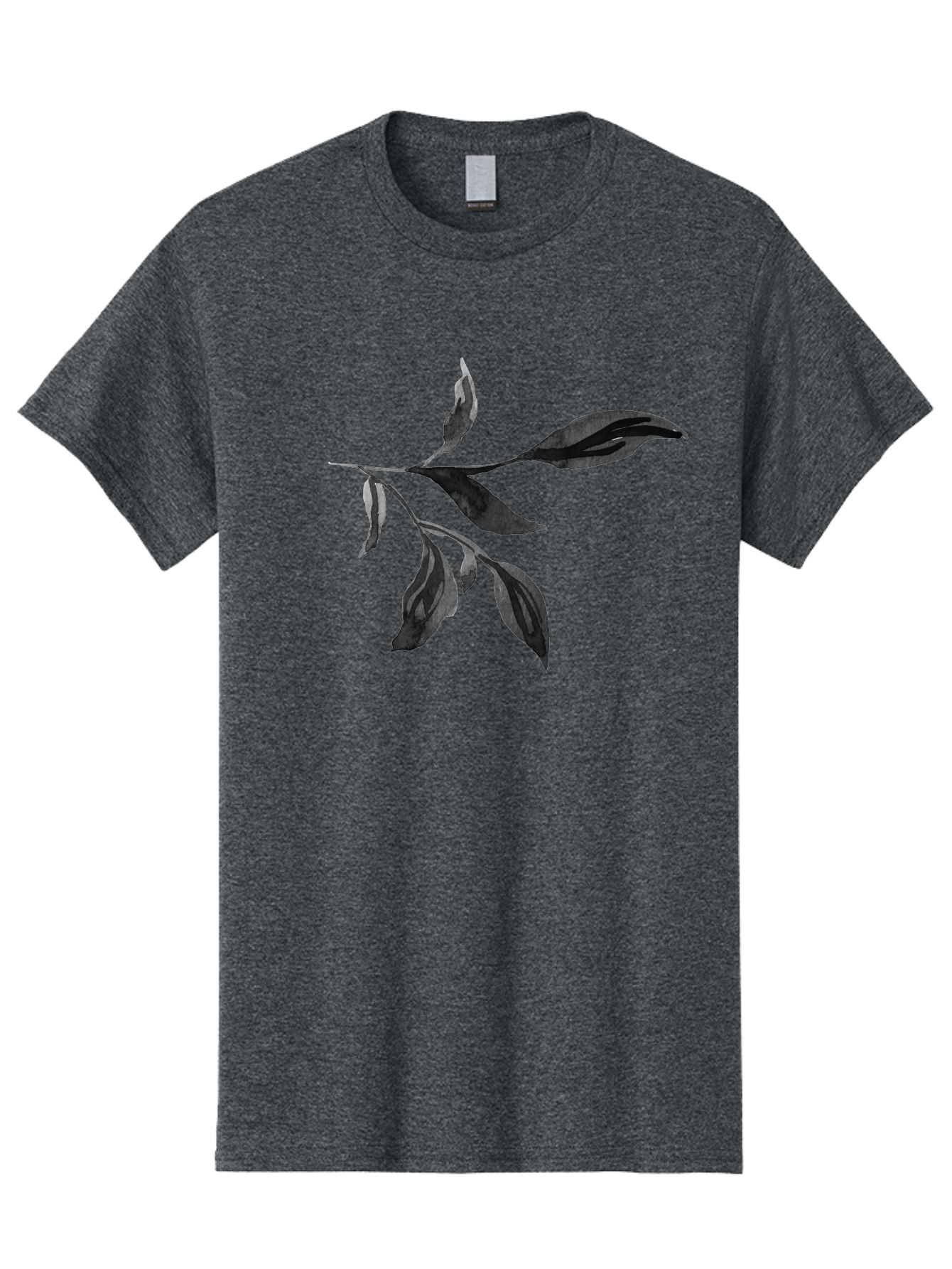 Black-Leaves Men'S Graphic Tee, 100% Cotton, Comfortable Casual Summer Wear, Machine Washable, Black Leaves, Foliage, Botanical Illustration, Leafy Branch, Dark Foliage, Minimalist Design, Simple Graphics, Nature-Inspired Art, Leaf Arrangement Aac294 25