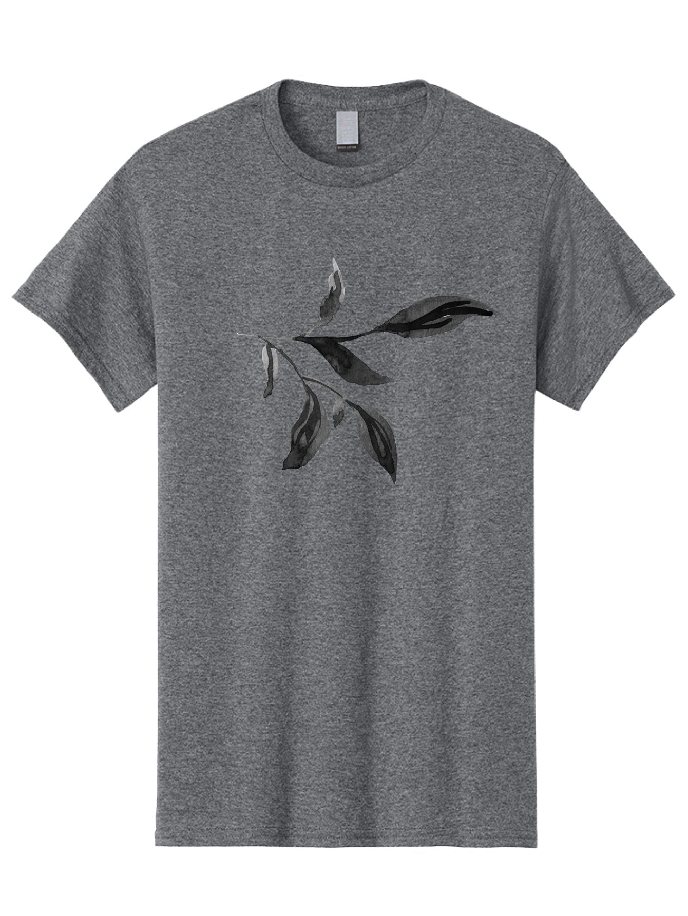 Black-Leaves Men'S Graphic Tee, 100% Cotton, Comfortable Casual Summer Wear, Machine Washable, Black Leaves, Foliage, Botanical Illustration, Leafy Branch, Dark Foliage, Minimalist Design, Simple Graphics, Nature-Inspired Art, Leaf Arrangement Aac294 3