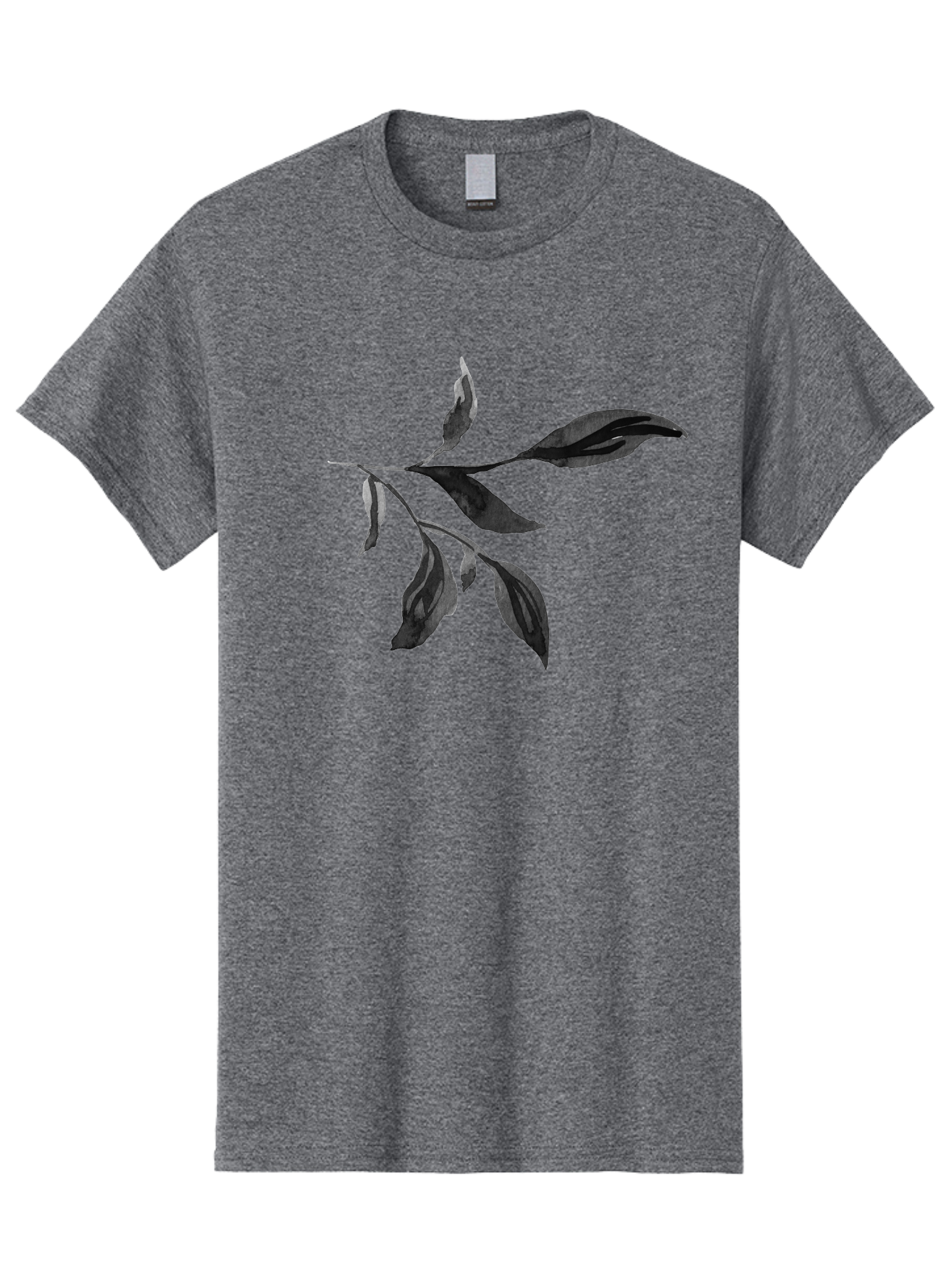 Black-Leaves Men'S Graphic Tee, 100% Cotton, Comfortable Casual Summer Wear, Machine Washable, Black Leaves, Foliage, Botanical Illustration, Leafy Branch, Dark Foliage, Minimalist Design, Simple Graphics, Nature-Inspired Art, Leaf Arrangement Aac294 17
