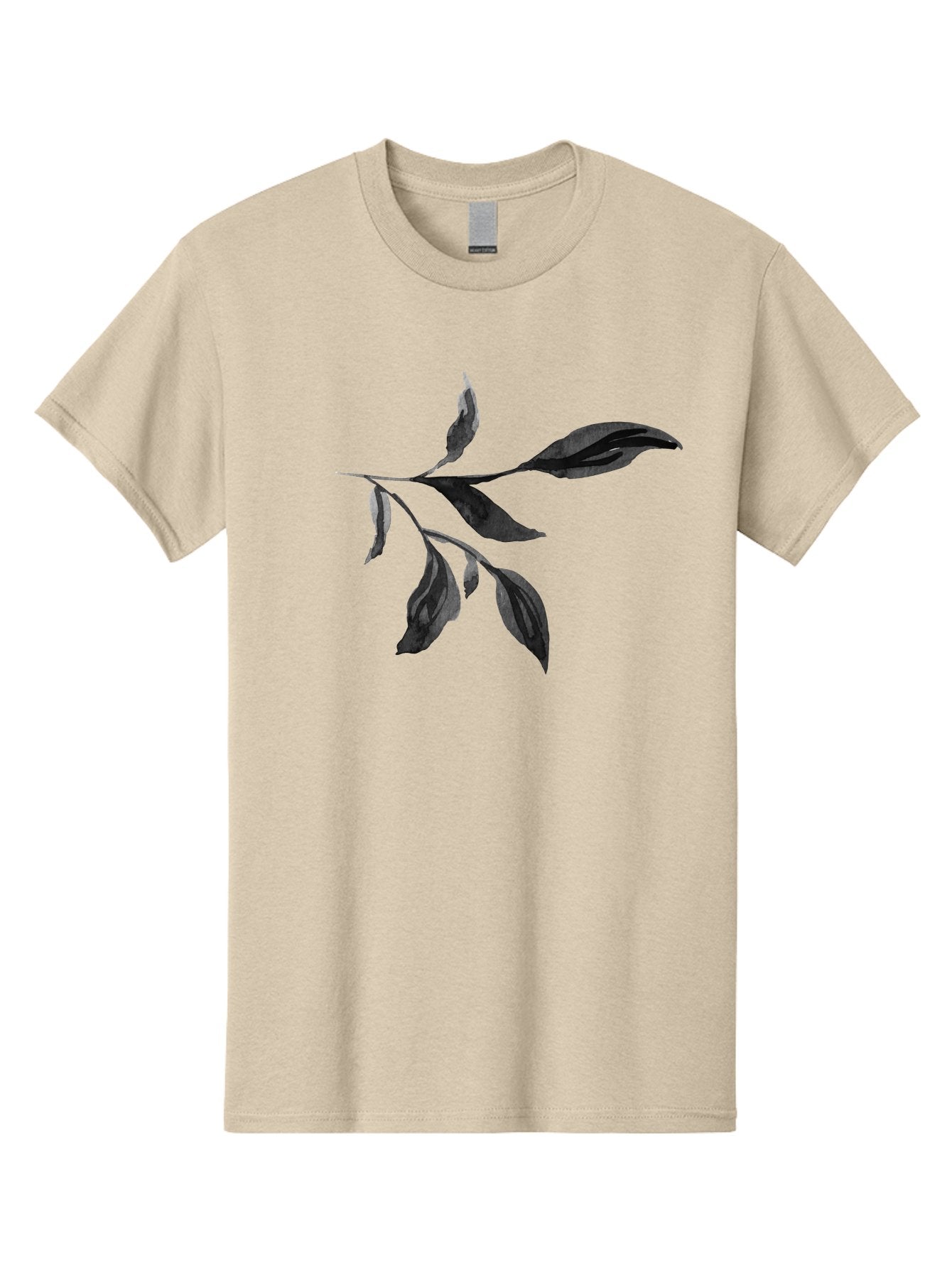 Black-Leaves Men'S Graphic Tee, 100% Cotton, Comfortable Casual Summer Wear, Machine Washable, Black Leaves, Foliage, Botanical Illustration, Leafy Branch, Dark Foliage, Minimalist Design, Simple Graphics, Nature-Inspired Art, Leaf Arrangement Aac294 15