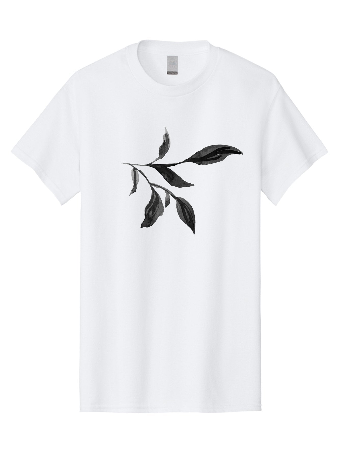 Black-Leaves Men'S Graphic Tee, 100% Cotton, Comfortable Casual Summer Wear, Machine Washable, Black Leaves, Foliage, Botanical Illustration, Leafy Branch, Dark Foliage, Minimalist Design, Simple Graphics, Nature-Inspired Art, Leaf Arrangement Aac294
