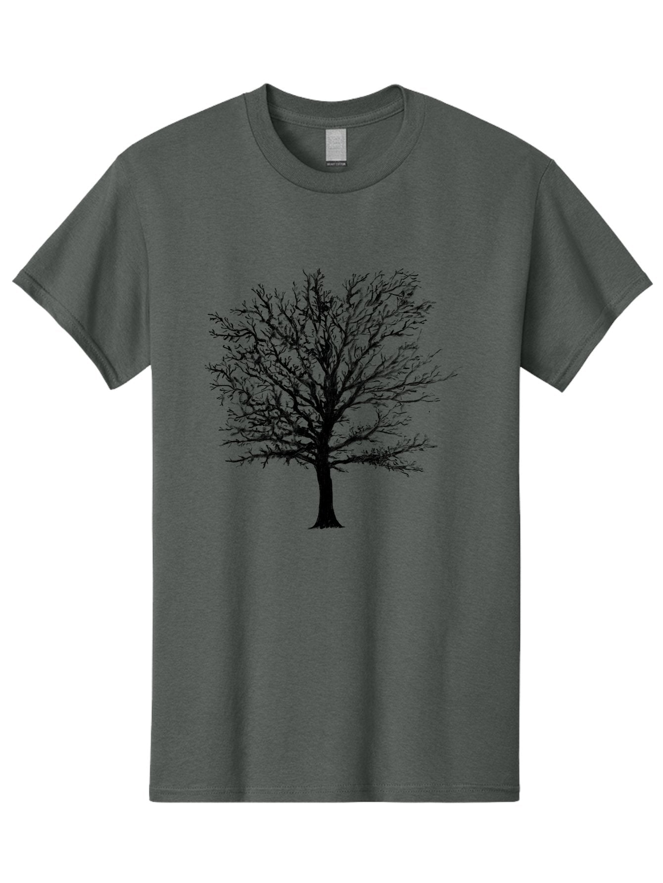 Black-Tree-Silhouette Men'S Graphic Tee, 100% Cotton, Comfortable Casual Summer Wear, Machine Washable, Bare Tree Silhouette, Winter Landscape, Barren Branches, Tree Without Leaves, Minimalist Design, Monochrome Tree, Natural Simplicity Aac295 7