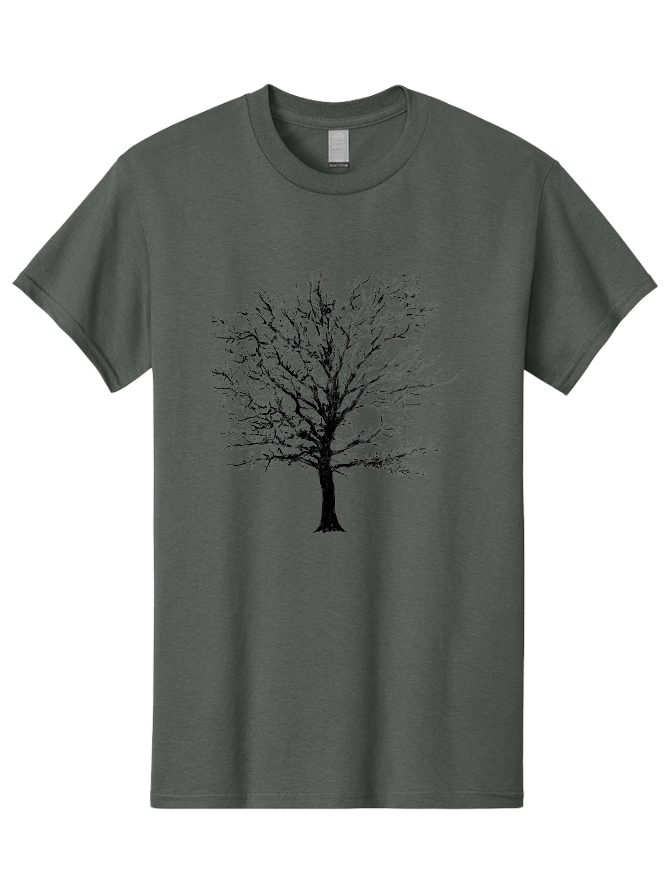 Black-Tree-Silhouette Men'S Graphic Tee, 100% Cotton, Comfortable Casual Summer Wear, Machine Washable, Bare Tree Silhouette, Winter Landscape, Barren Branches, Tree Without Leaves, Minimalist Design, Monochrome Tree, Natural Simplicity Aac295 25