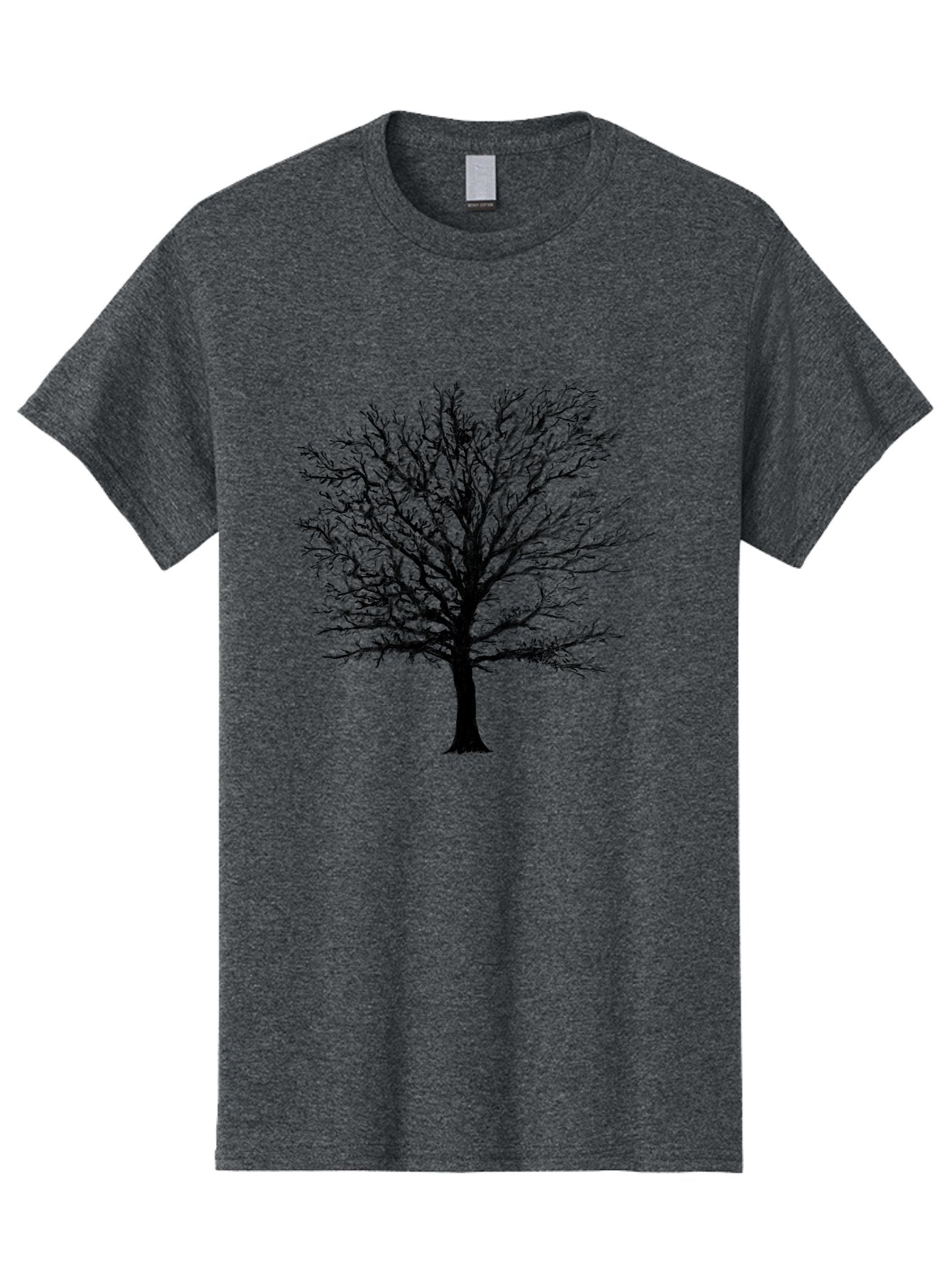 Black-Tree-Silhouette Men'S Graphic Tee, 100% Cotton, Comfortable Casual Summer Wear, Machine Washable, Bare Tree Silhouette, Winter Landscape, Barren Branches, Tree Without Leaves, Minimalist Design, Monochrome Tree, Natural Simplicity Aac295 3
