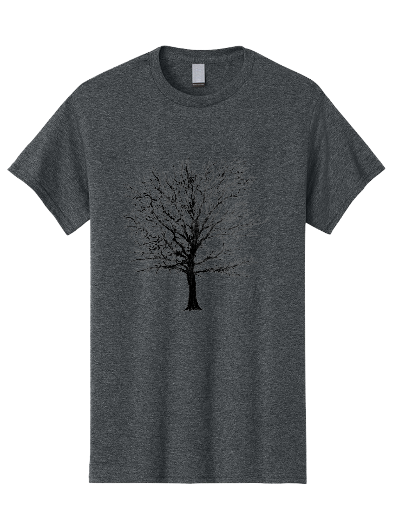 Black-Tree-Silhouette Men'S Graphic Tee, 100% Cotton, Comfortable Casual Summer Wear, Machine Washable, Bare Tree Silhouette, Winter Landscape, Barren Branches, Tree Without Leaves, Minimalist Design, Monochrome Tree, Natural Simplicity Aac295 17