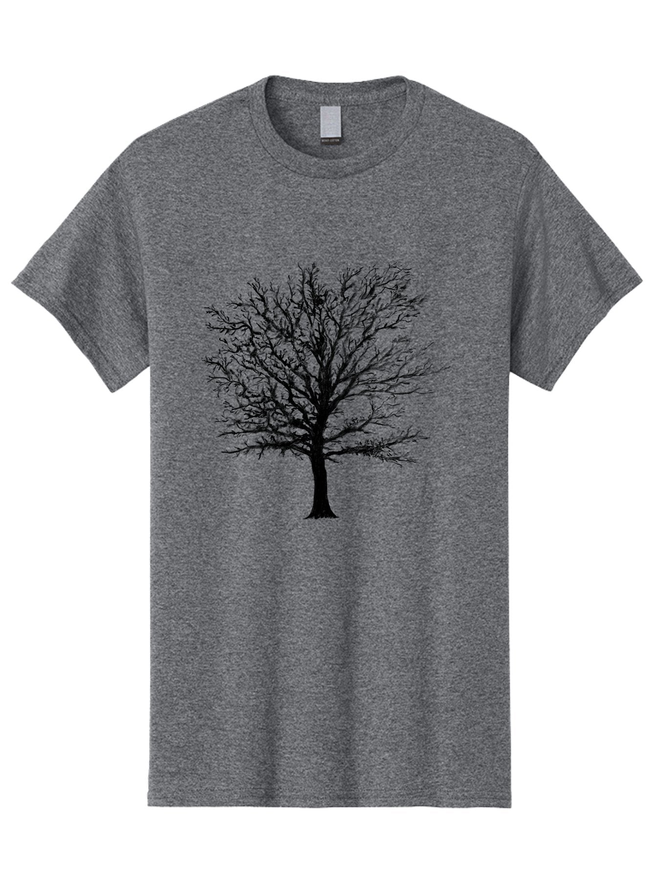 Black-Tree-Silhouette Men'S Graphic Tee, 100% Cotton, Comfortable Casual Summer Wear, Machine Washable, Bare Tree Silhouette, Winter Landscape, Barren Branches, Tree Without Leaves, Minimalist Design, Monochrome Tree, Natural Simplicity Aac295 14