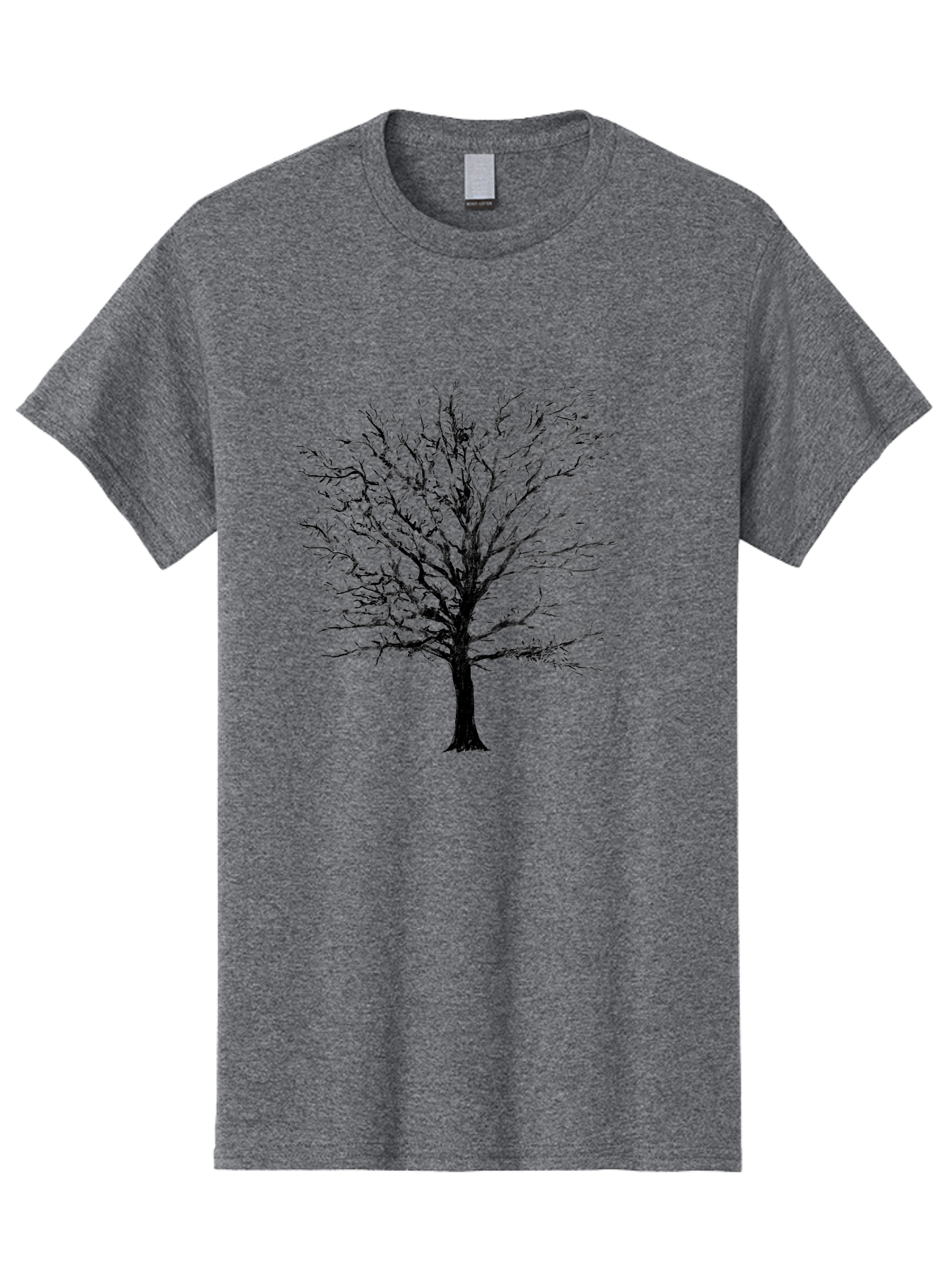 Black-Tree-Silhouette Men'S Graphic Tee, 100% Cotton, Comfortable Casual Summer Wear, Machine Washable, Bare Tree Silhouette, Winter Landscape, Barren Branches, Tree Without Leaves, Minimalist Design, Monochrome Tree, Natural Simplicity Aac295 3