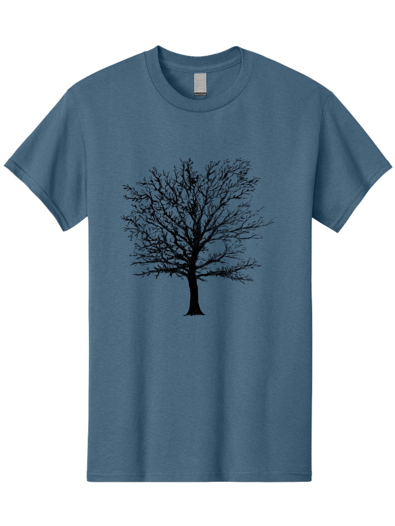 Black-Tree-Silhouette Men'S Graphic Tee, 100% Cotton, Comfortable Casual Summer Wear, Machine Washable, Bare Tree Silhouette, Winter Landscape, Barren Branches, Tree Without Leaves, Minimalist Design, Monochrome Tree, Natural Simplicity Aac295 9